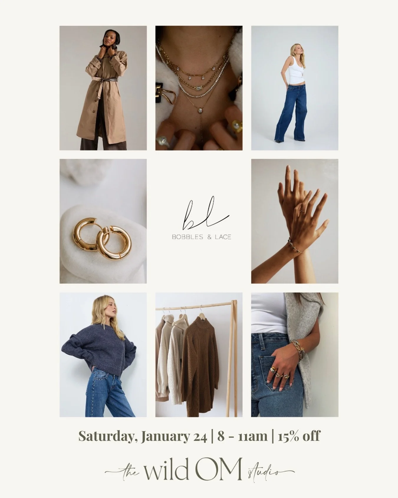 POP-UP IN THE LOBBY 🛍️
Hot class. Cool clothes. Dangerous combo. 

Bobbles &amp; Lace x The Wild OM
Sat, Jan 24 | 8&ndash;11am | Lobby
15% off for The Wild OM