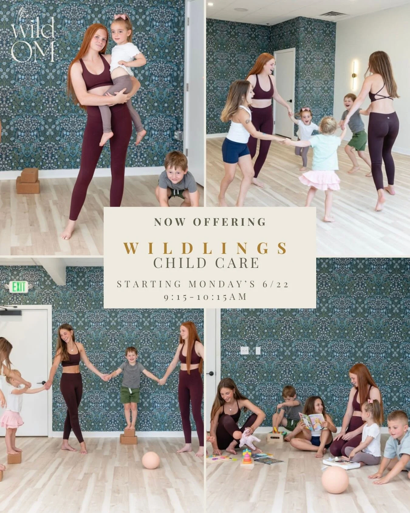✨ wildlings childcare is here ✨

starting monday, june 22, we&rsquo;re making it a little easier for parents to carve out time for themselves. 🤍

while you take class, your child can play, create, and spend time with friends in the next room under t
