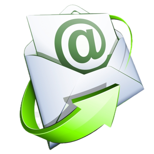 Illustration of an envelope with an email icon at the center, surrounded by a green arrow.