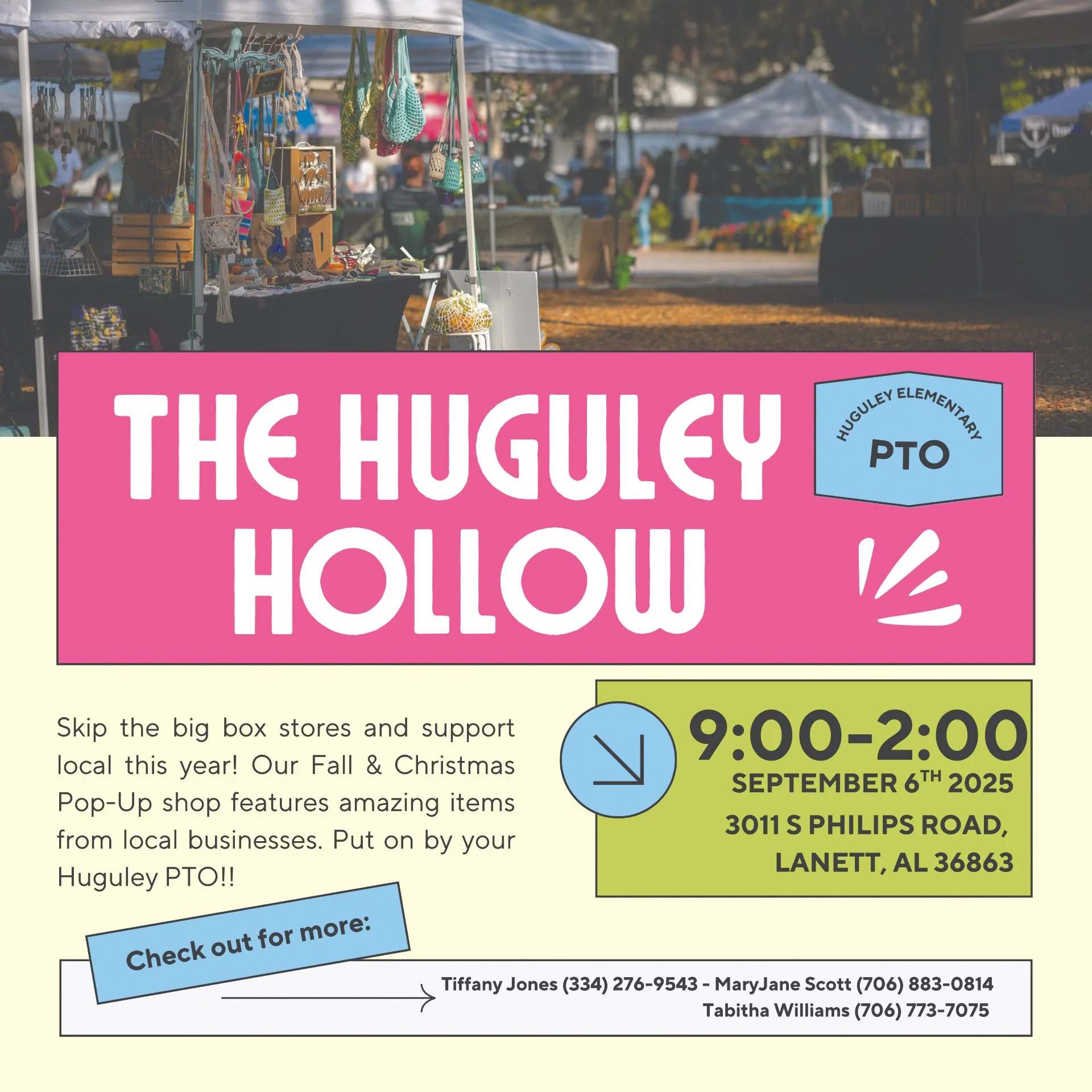 Huguley Hollow crafts community support for Huguley Elementary