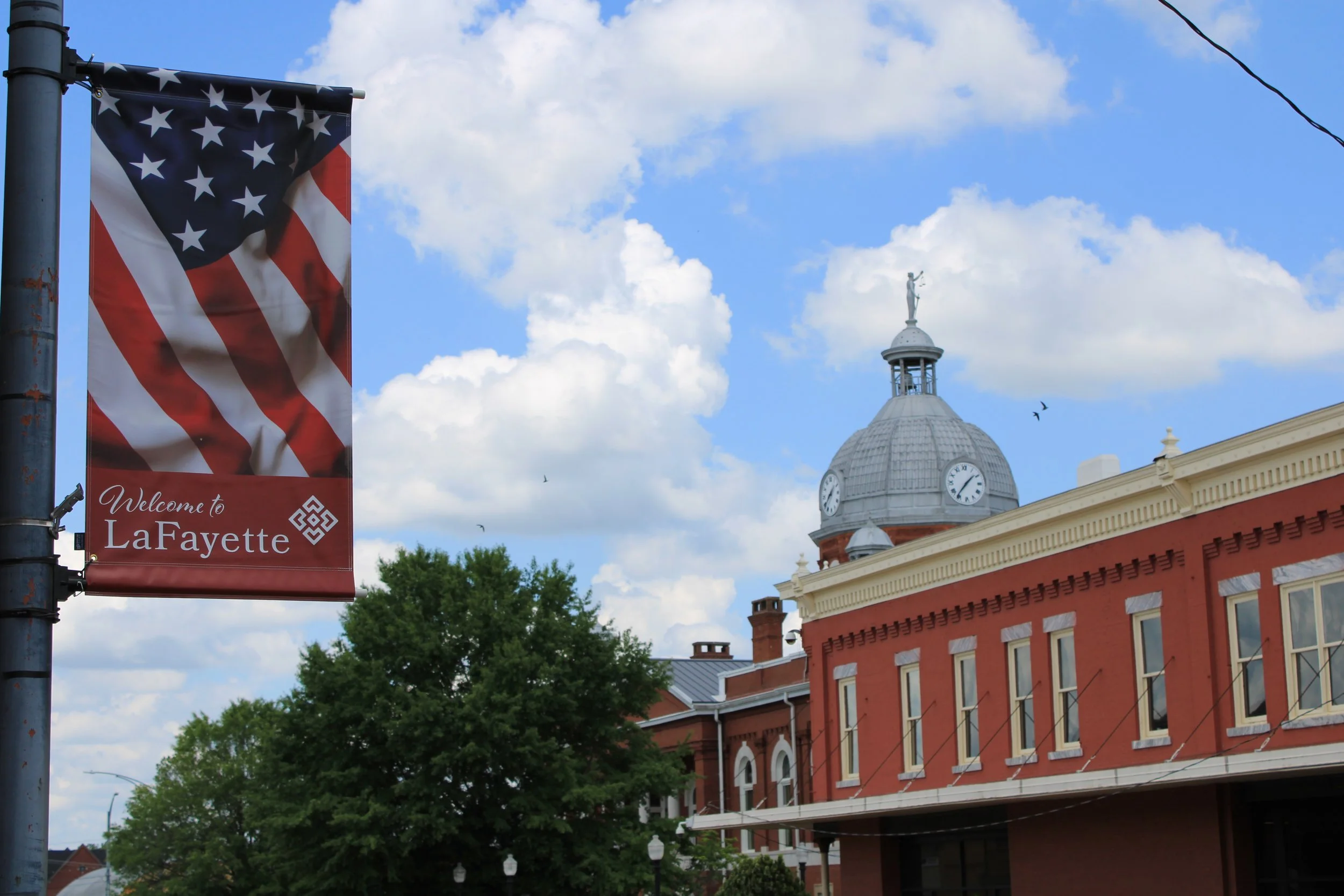 LaFayette Main St. brightens the square with patriotic banners