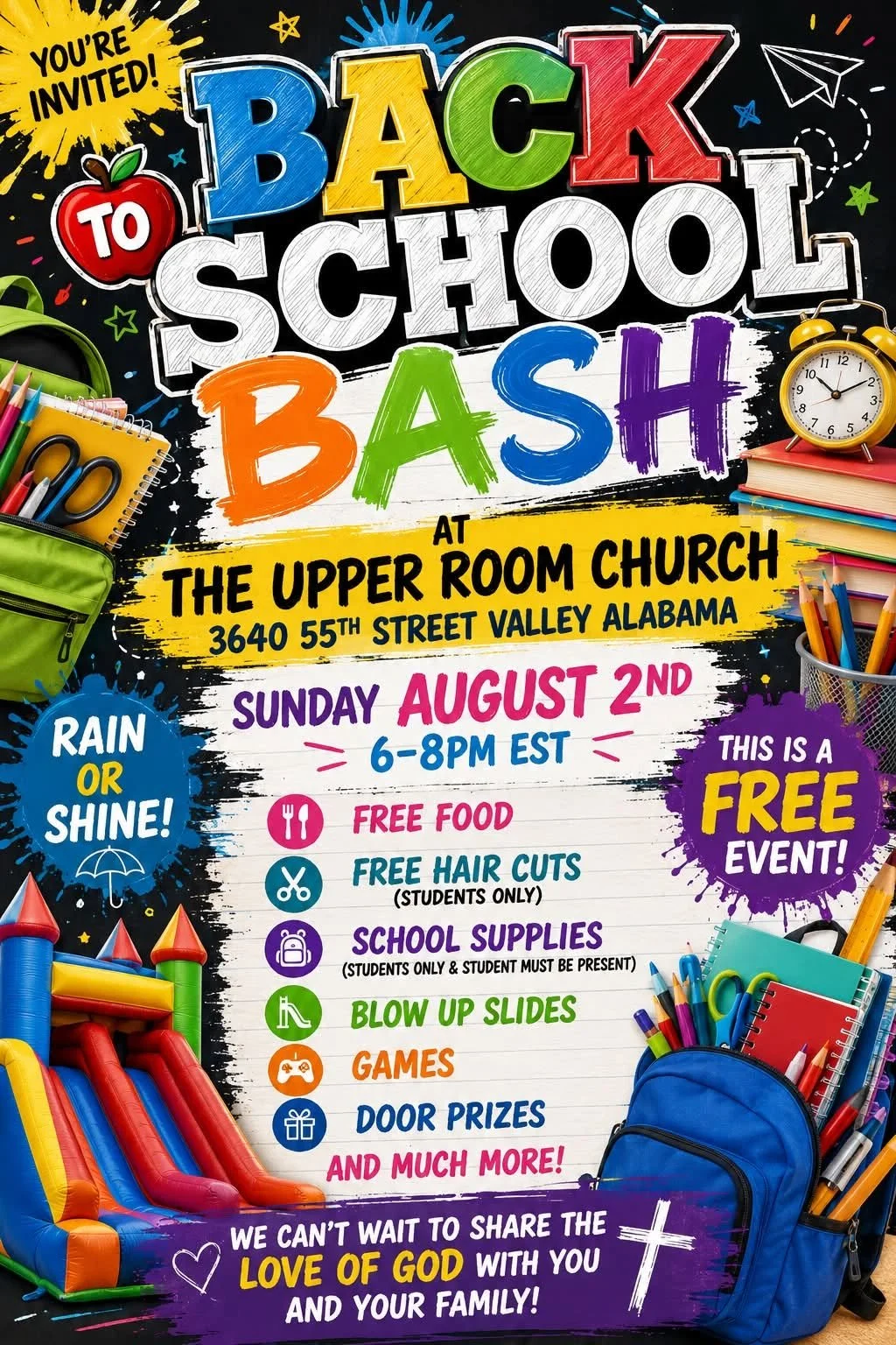 Free haircuts, school supplies at Upper Room Church Back to School Bash