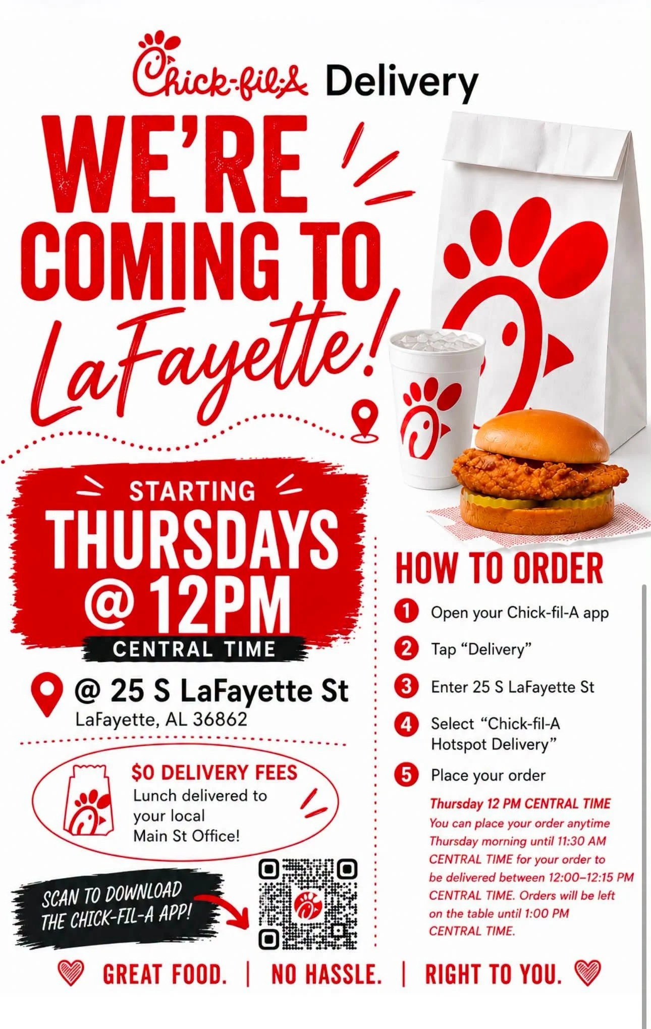 Chick-fil-A joining the lunch menu in LaFayette