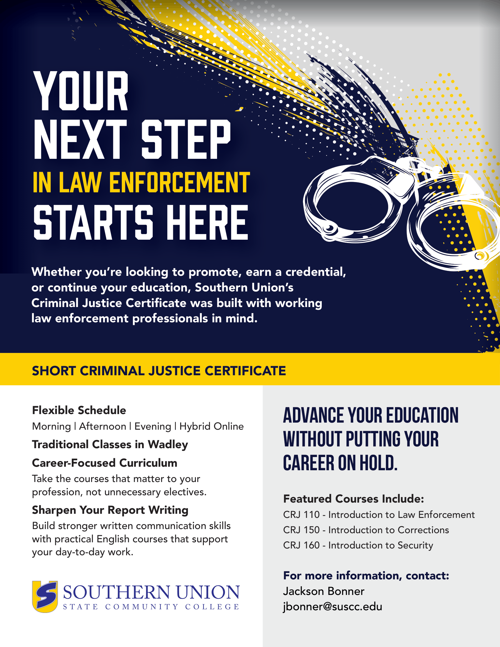 Southern Union offering flexible criminal justice certificate designed for working law enforcement professionals