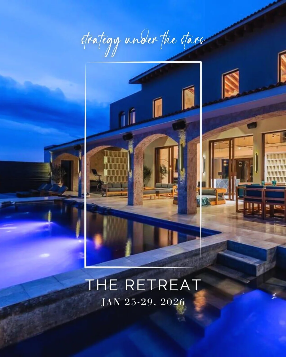 Poolside sessions, sunsets, strategy under the stars. Only 15 Seats. Are you in?

But this isn&rsquo;t just about the view - it&rsquo;s about what happens when you step into a space designed for breakthrough.

At The Retreat, you&rsquo;ll spend three