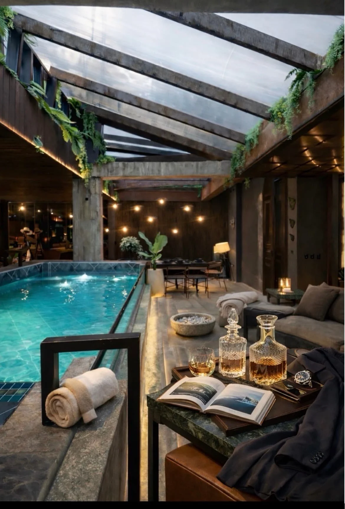 Pool and relaxation space at luxury Medellin Villa Retreat