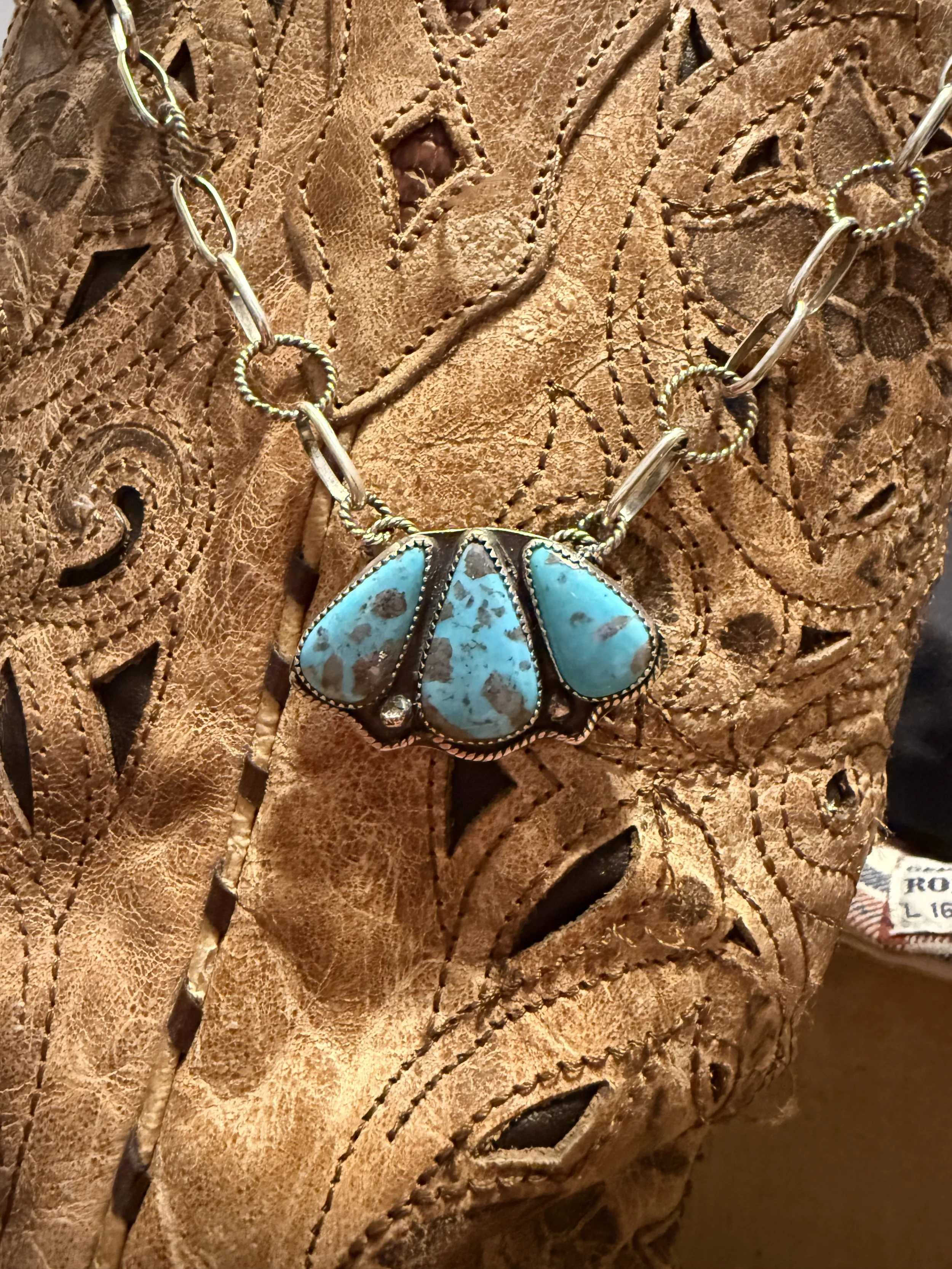 Turquoise Trinity with Handmade Chain