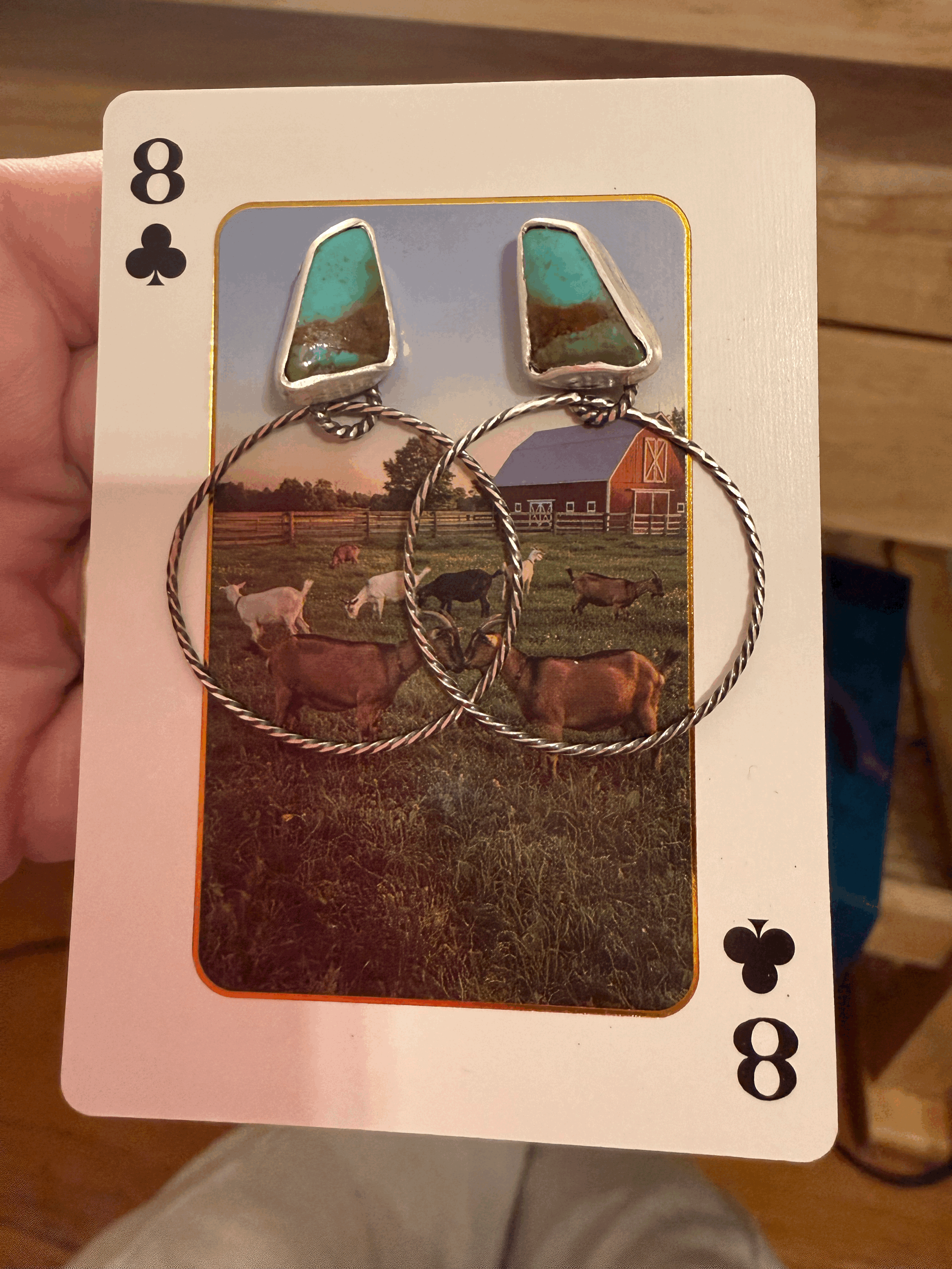 Triangle Turqoise Mini Hoops