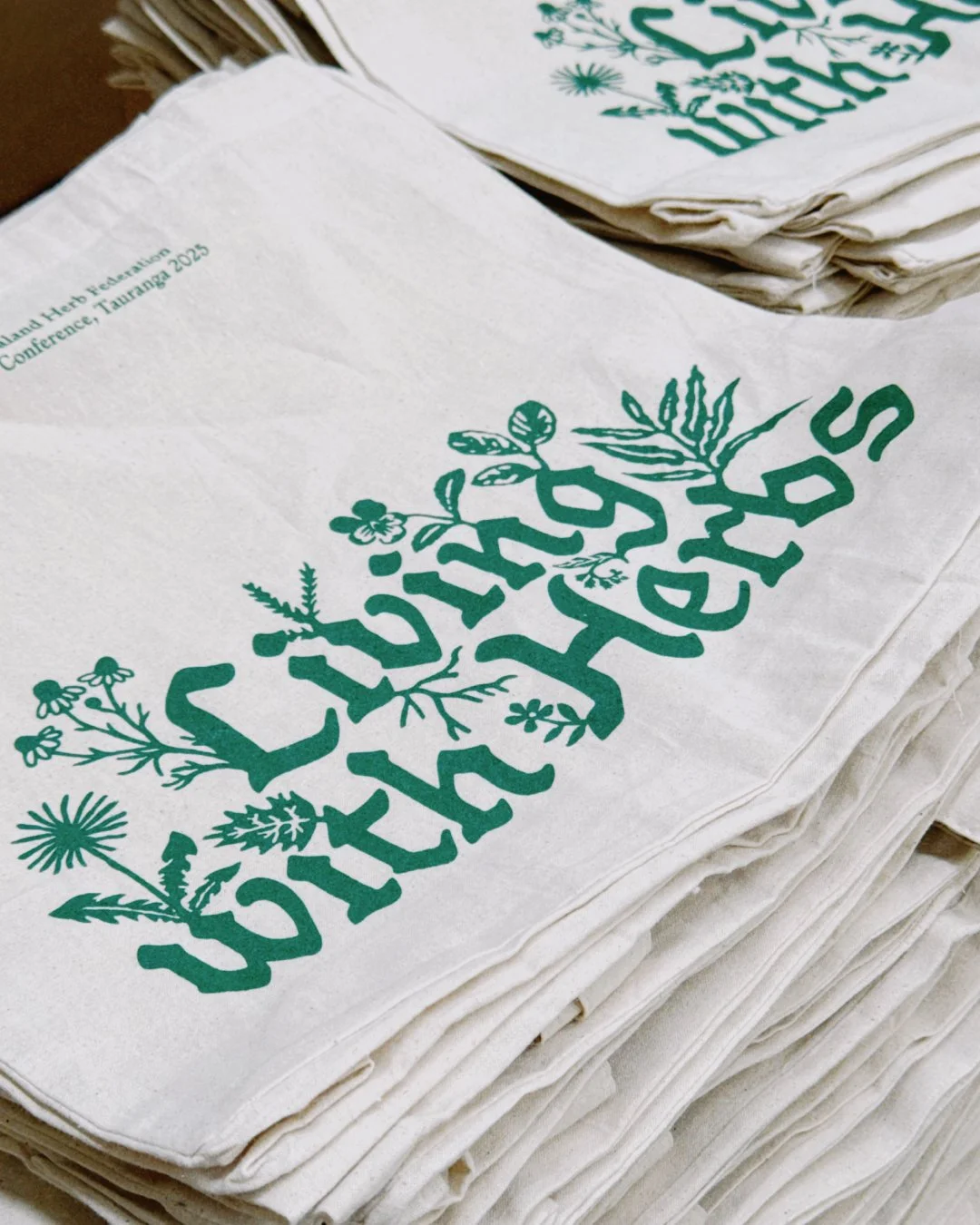 Tote bags &amp; Tees we did for the New Zealand Herb Federation National Conference.

Artwork by the design &amp; garden wizard @parkbyprojects