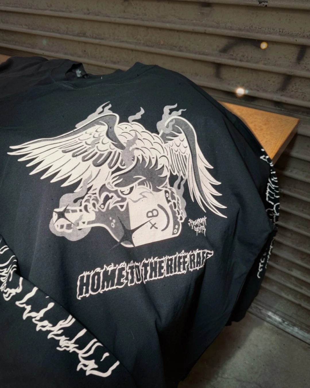 Hot off the press. Fresh threads for @onyourbestbehaviour . Artwork by @samwellwellwellwellwell . Well well well, so sick!

Printed onto the ultimate fav, @ascolour Heavy Faded LS Tee, making it your newest worn-out LS eva.