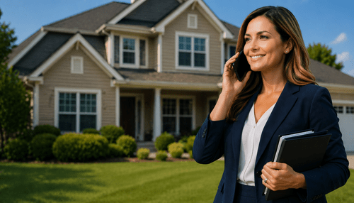 Real estate agent on phone