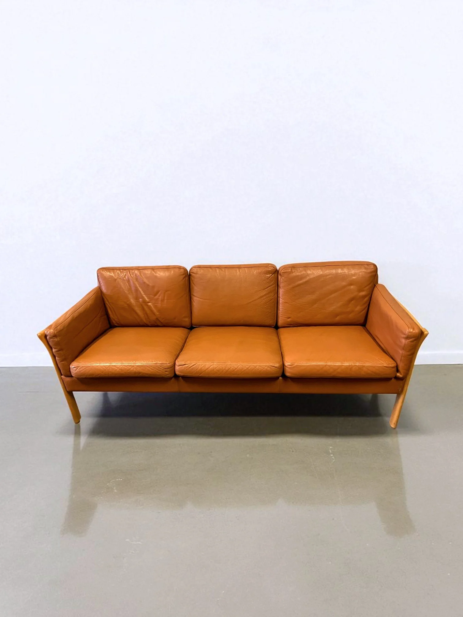 Leather Sofa with Rattan Sides