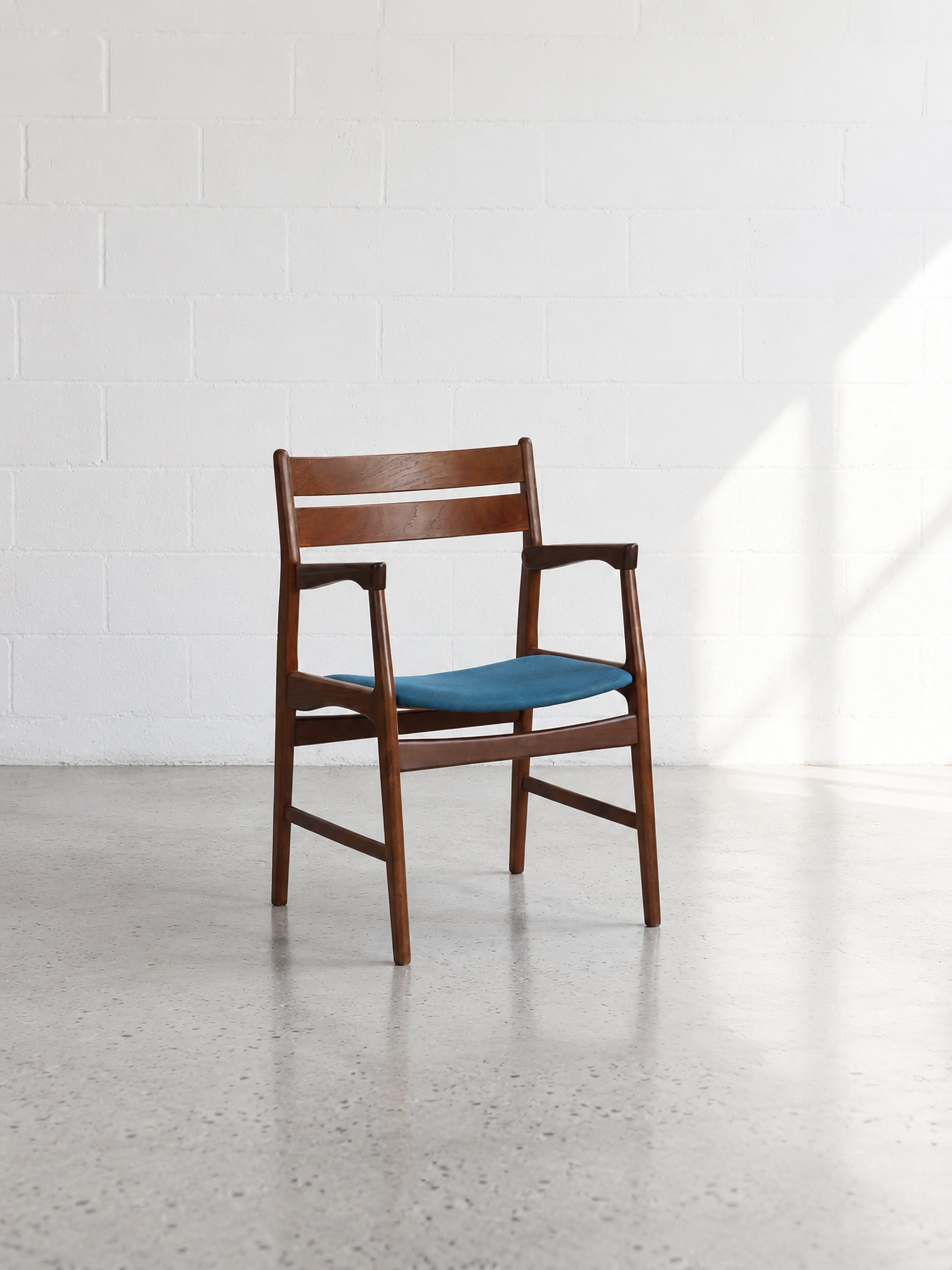 Danish Mahogany Lounge Chair in Blue Wool.jpg