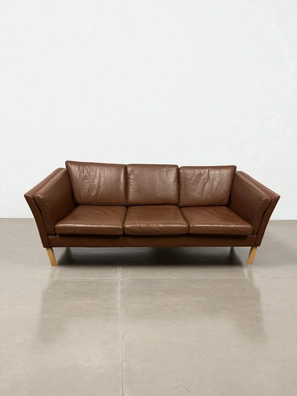 Brown Leather Danish Sofa