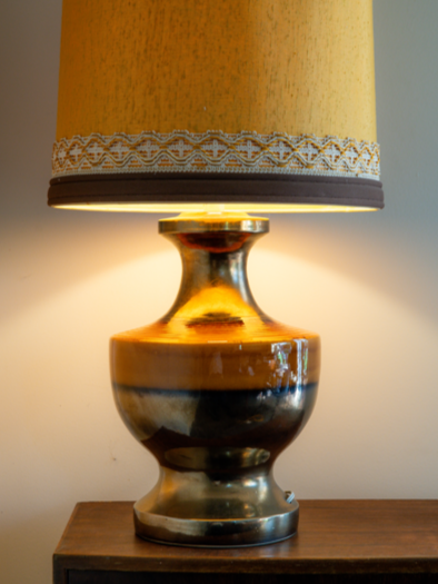 Large Ellis Pottery Ceramic Mid Century Lamp