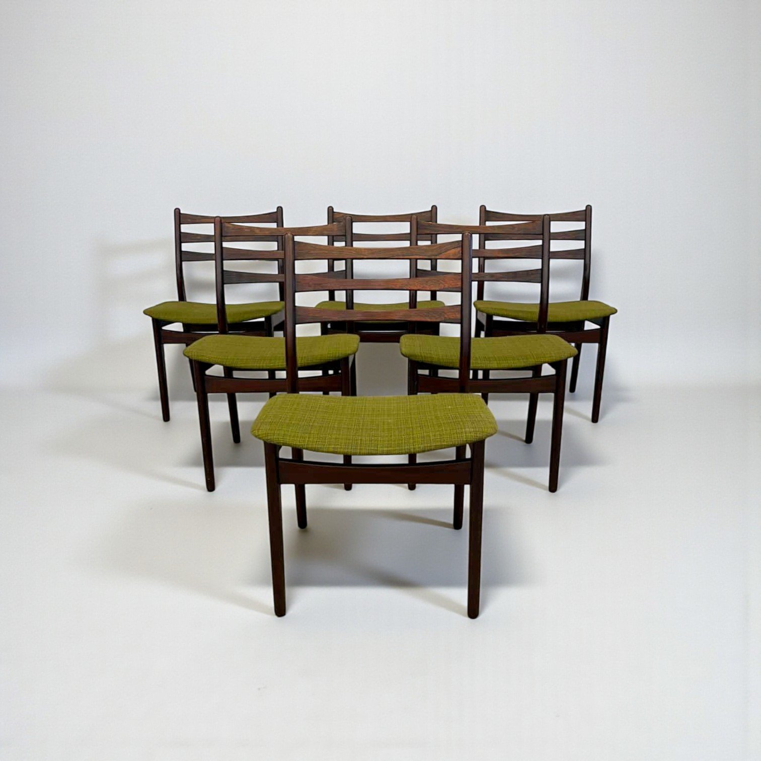 Set of 6 Ladderback Dining Chairs (custom upholstery)