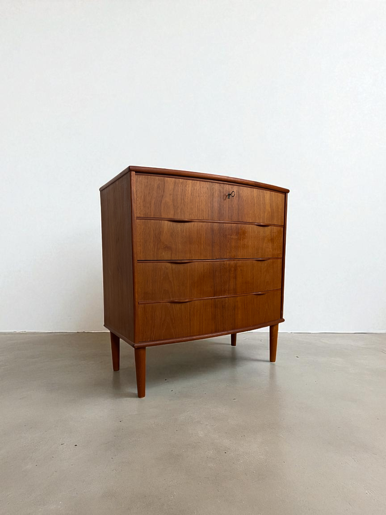 Bow-Front Chest of Drawers in Teak