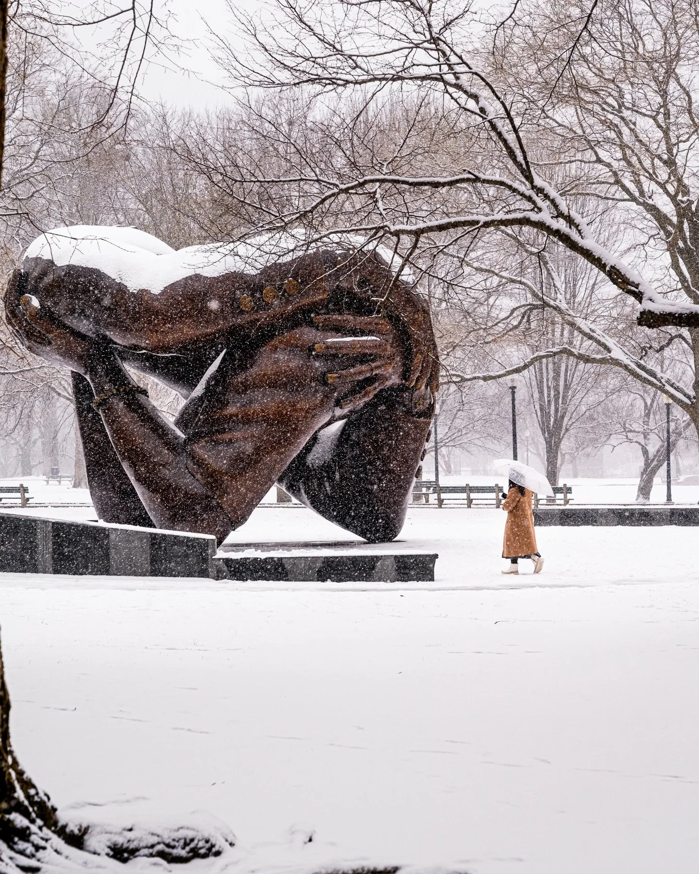 Boston on a Sunday moves a little quieter.

Light flurries drift through the Common, along the Charles, and over empty benches and waiting bikes. Runners still show up. Dogs still need walks. The city exhales and keeps going.

This is the kind of sno