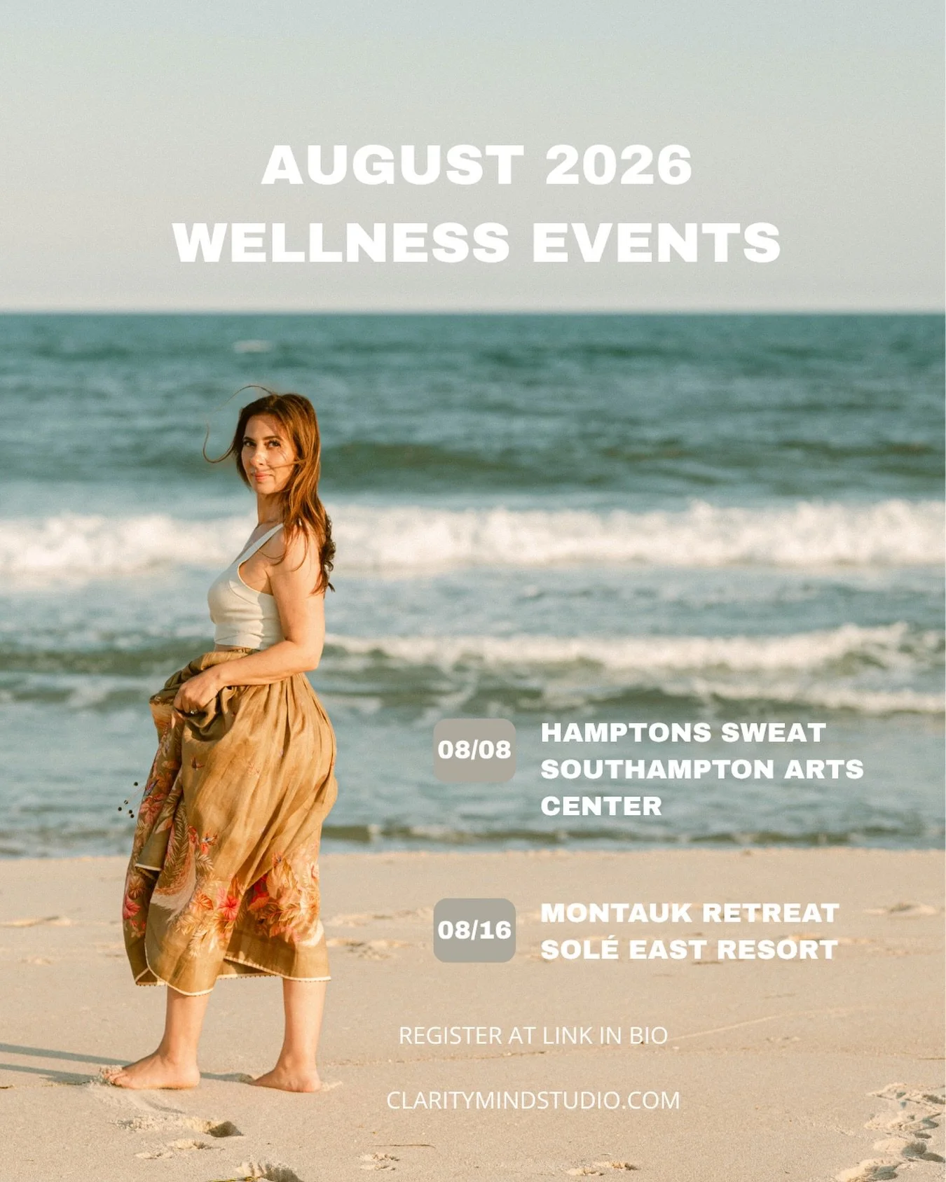 Join us on Saturday, Aug. 8th at Hamptons Sweat Event with @hamptonsmag for a day of body + mind wellness at the @southamptonartscenter Proceeds go to @southamptonhospitalfoundation &thinsp;
&thinsp;
Enjoy a sound bath + exercise class + visit us at 