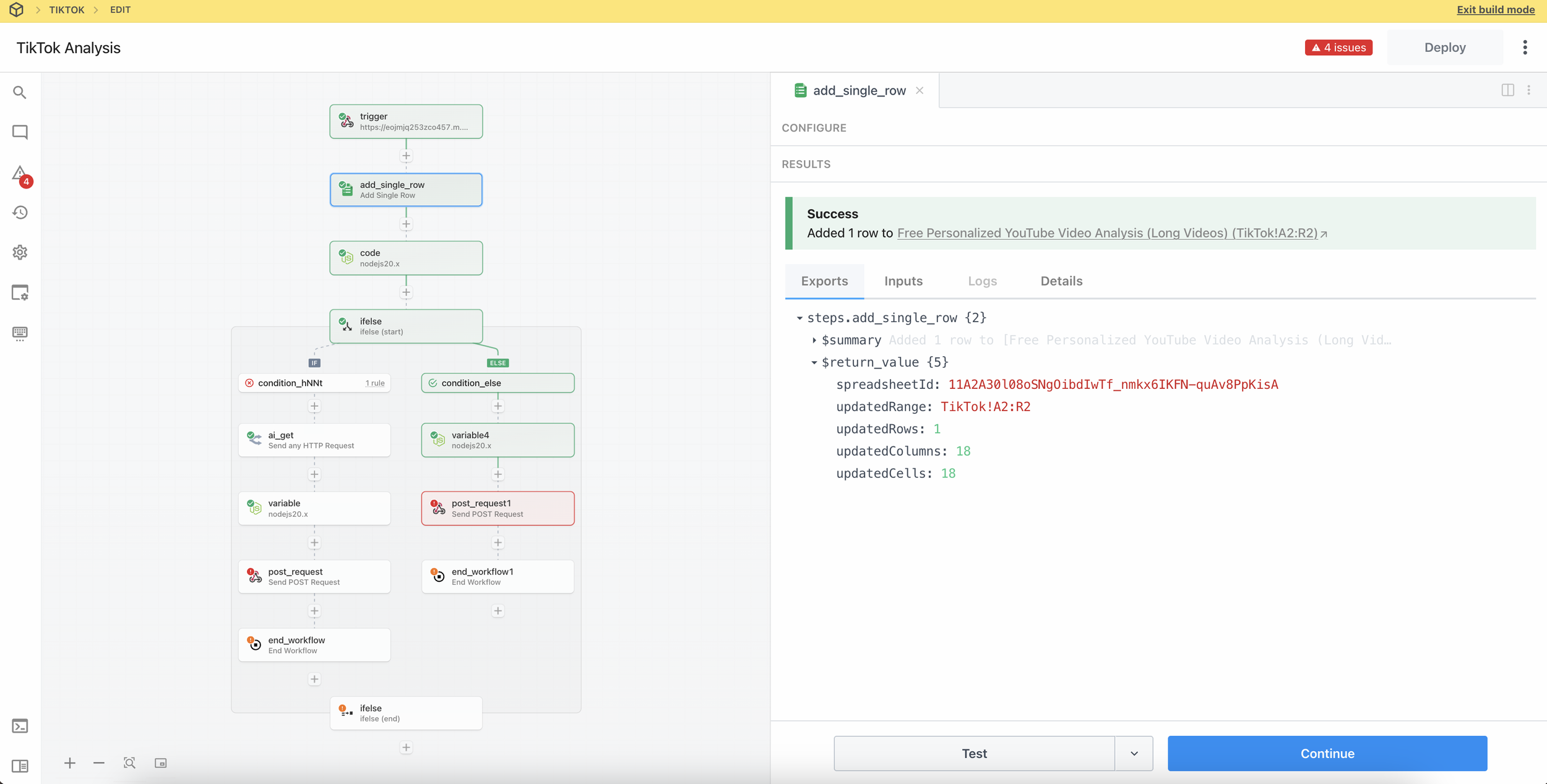 Automated TikTok Video Analysis in Pipedream