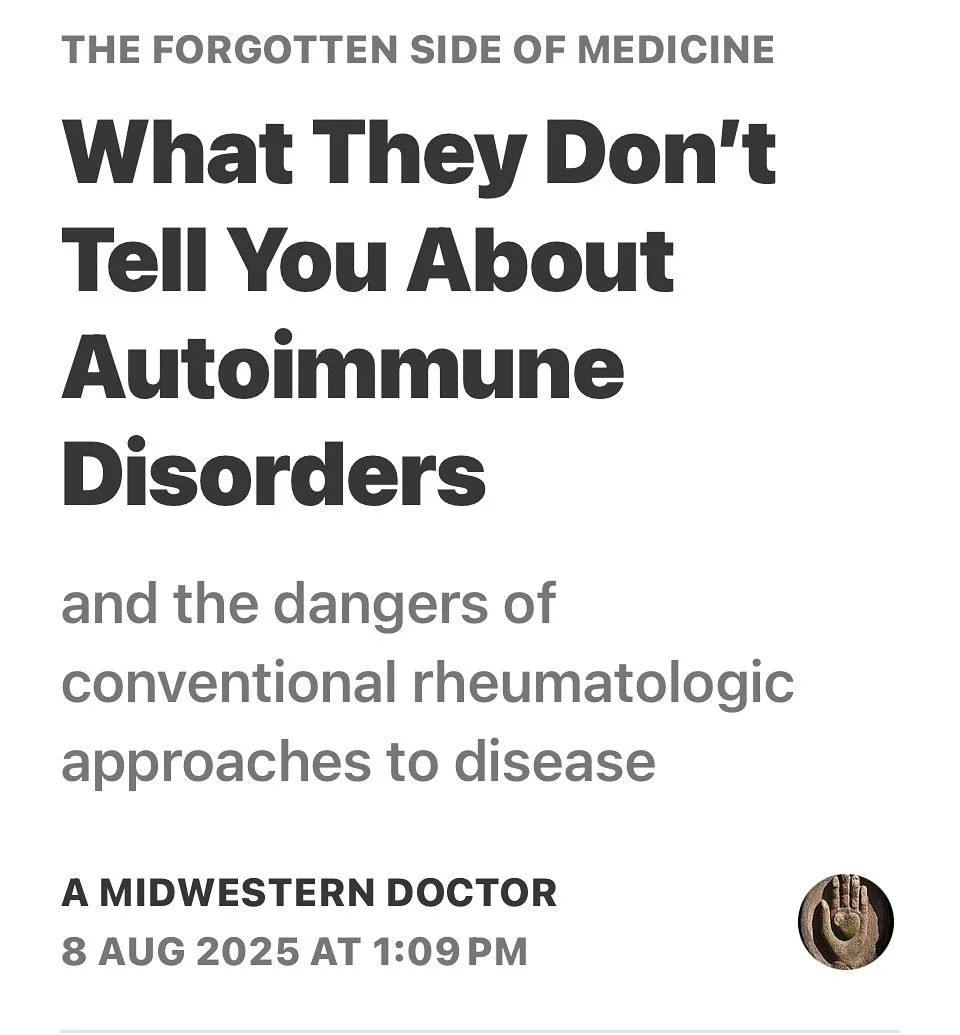 An excellent and informative read. 

Check out Midwestern Doctor on Substack for the full article.

https://open.substack.com/pub/amidwesterndoctor/p/what-they-dont-tell-you-about-autoimmune

#autoimmunedisease #chronicillness #heal
