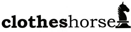 Logo for Clotheshorse featuring the text clothes horse with a chess piece on the end