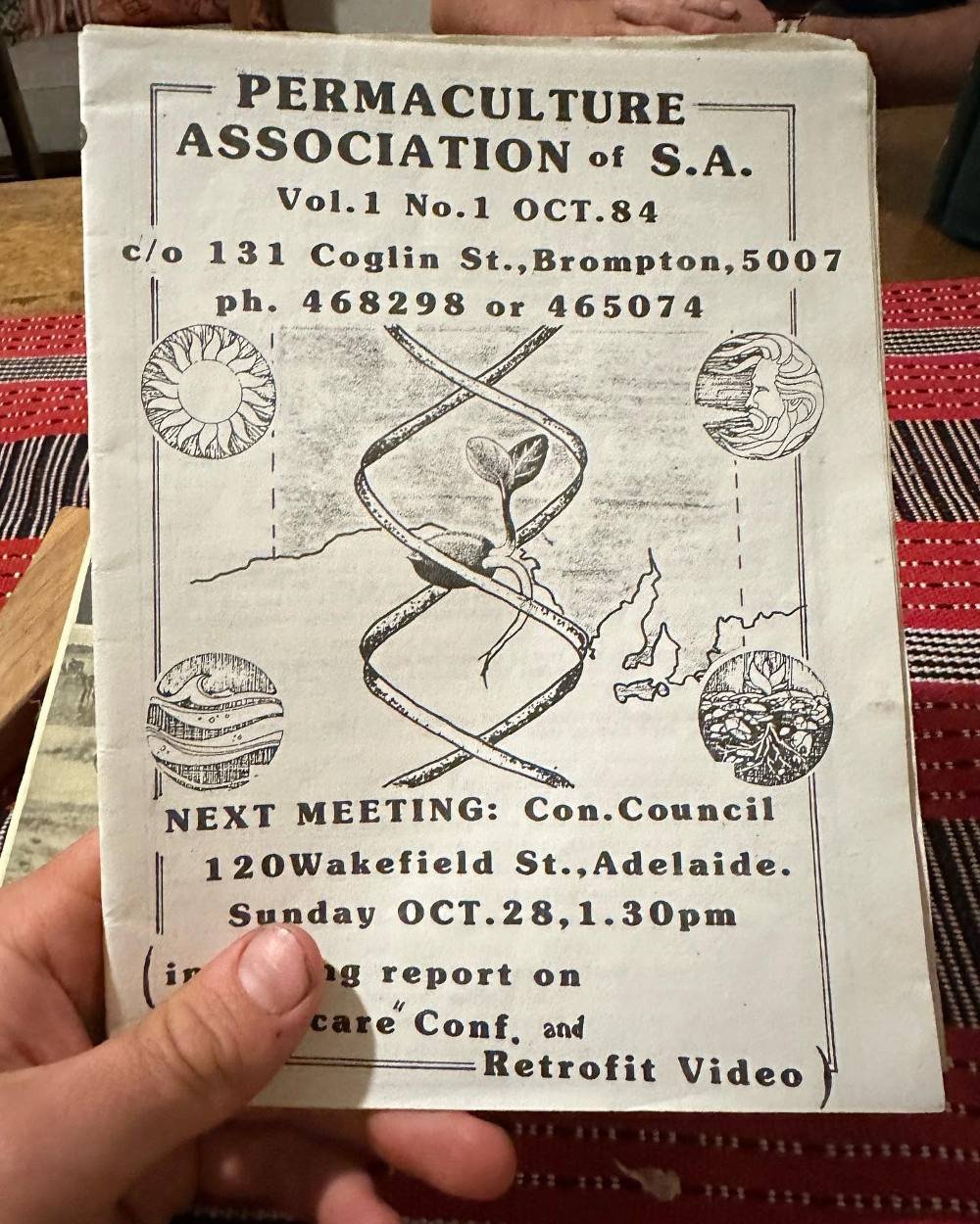 The front cover of a Permaculture Association of SA booklett dated October 1984.October