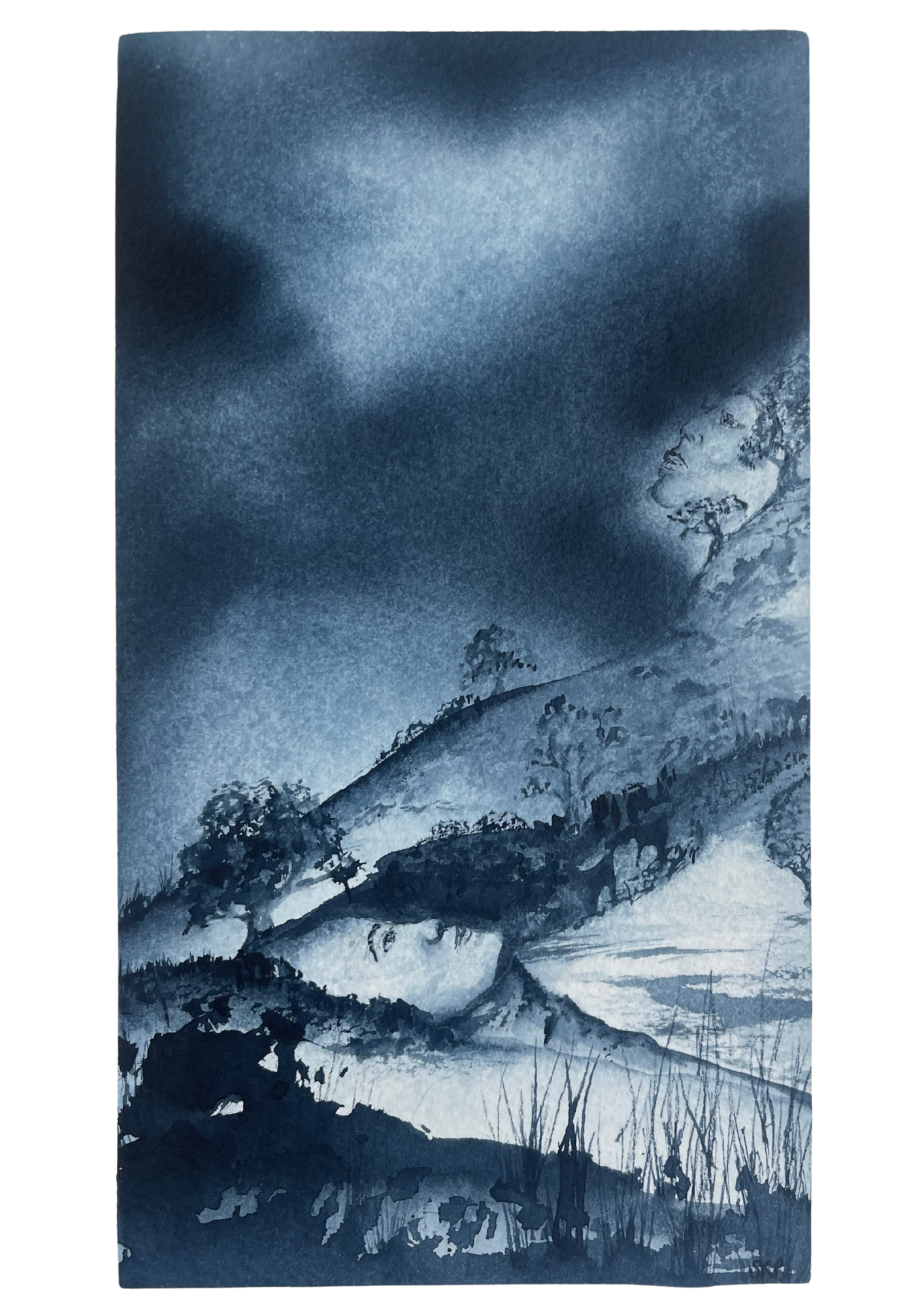 She holds us gently
Watercolour on 640gsm Cotton Paper mounted on board and finished with Cold Wax
9 x 5 inches 
2026