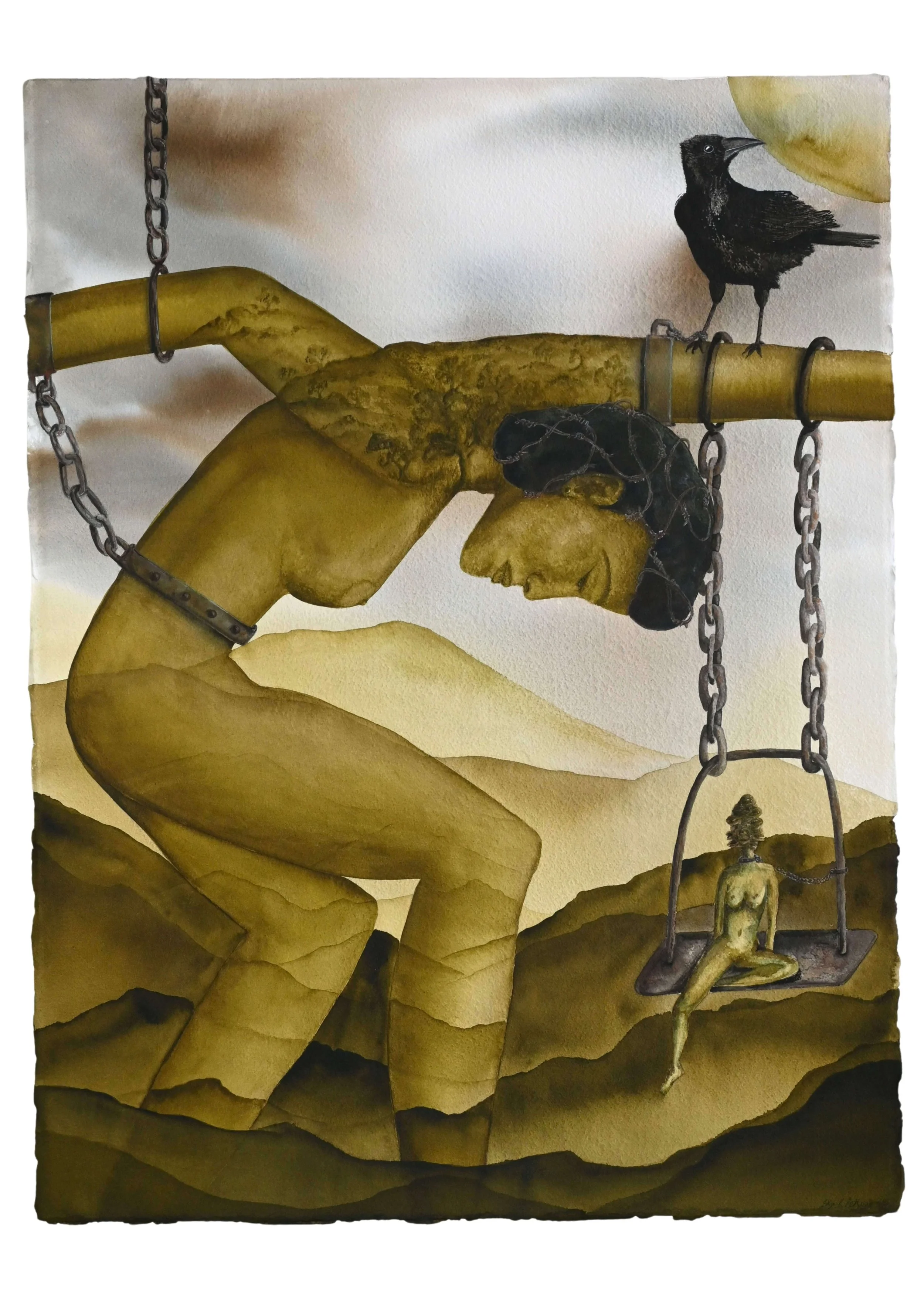 Who is the Master, Who is the Slave?
Watercolour on 640gsm Cotton Paper, Framed 
74cm x 92cm x 4cm 
2026