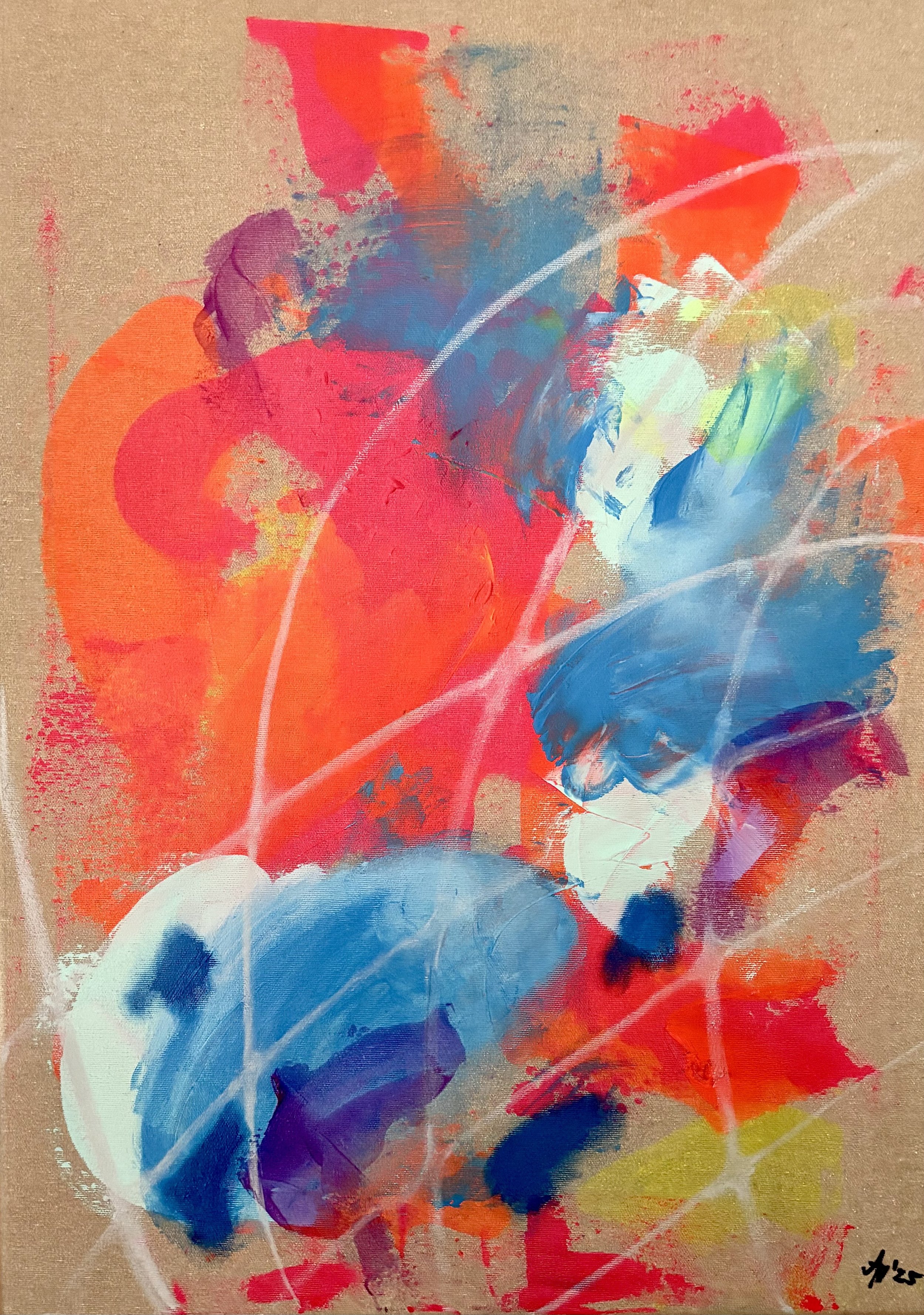 "I Wanna Love You, But...", 50x70cm, mixed media on raw canvas.