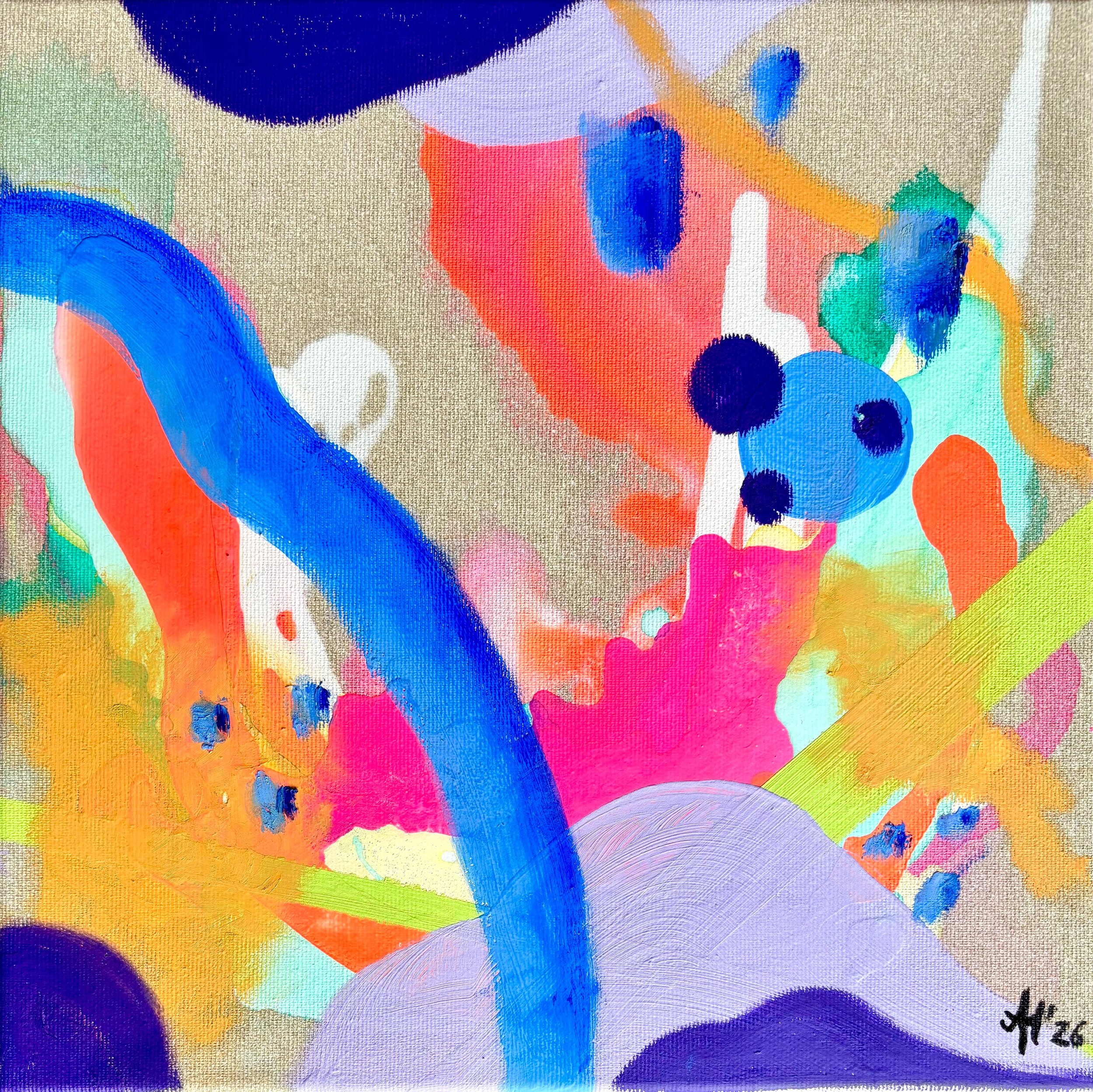 „A Moment in Color II“, 30x30cm, mixed media on raw canvas, 350 € + shipping