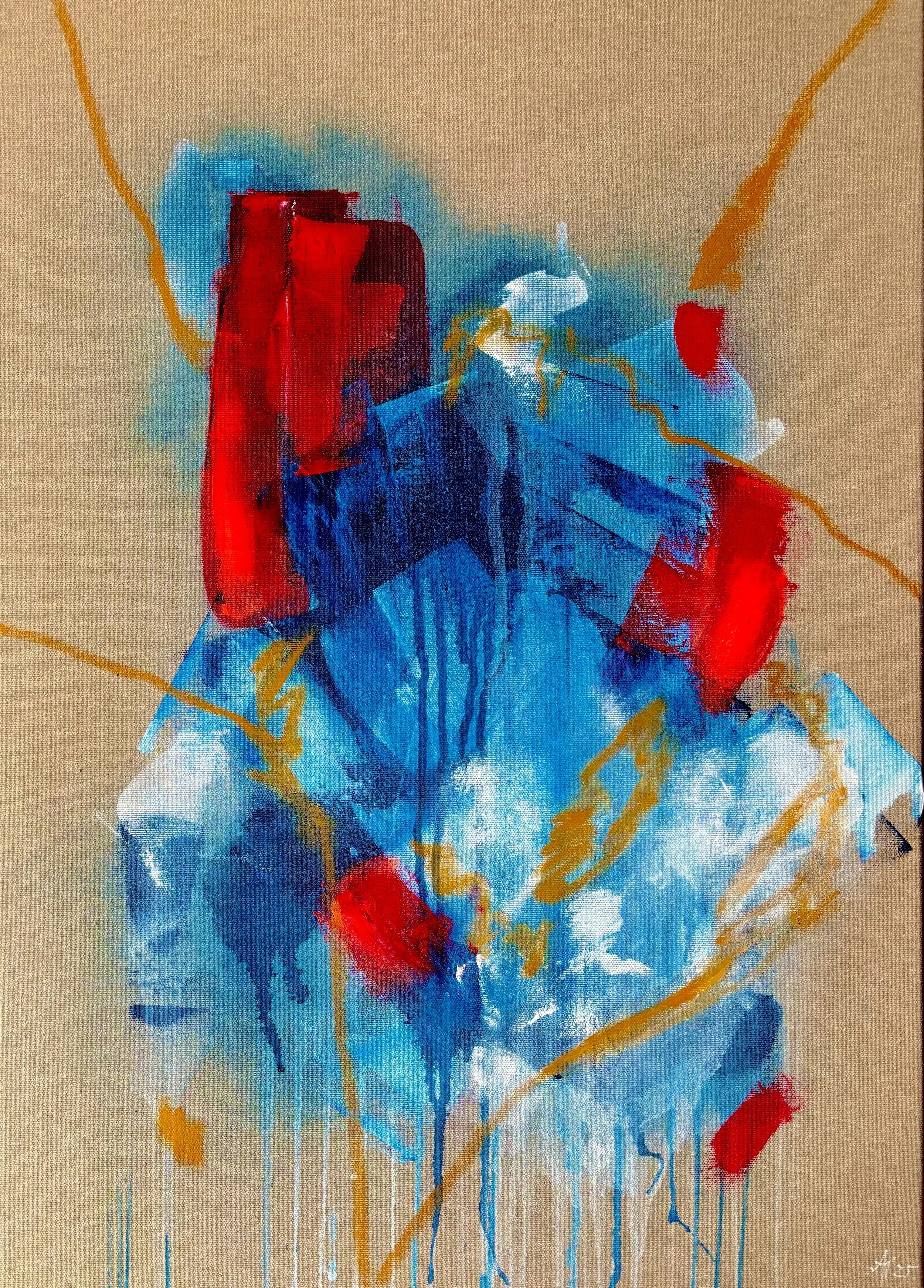 “To Breathe Again“, 50×70 cm, mixed media on raw canvas.