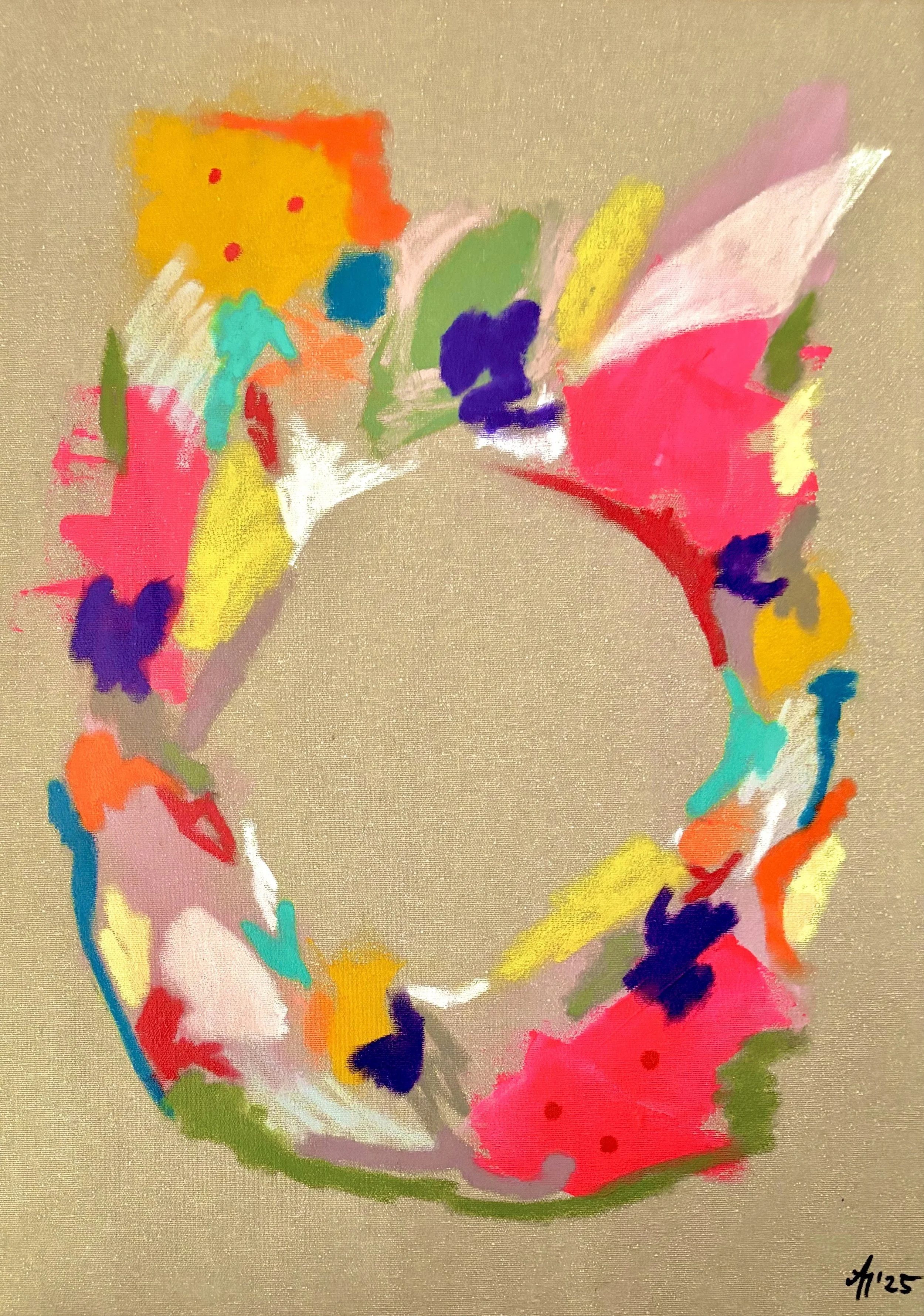 "Where Joy Begins", 50x70cm, mixed media on raw canvas.