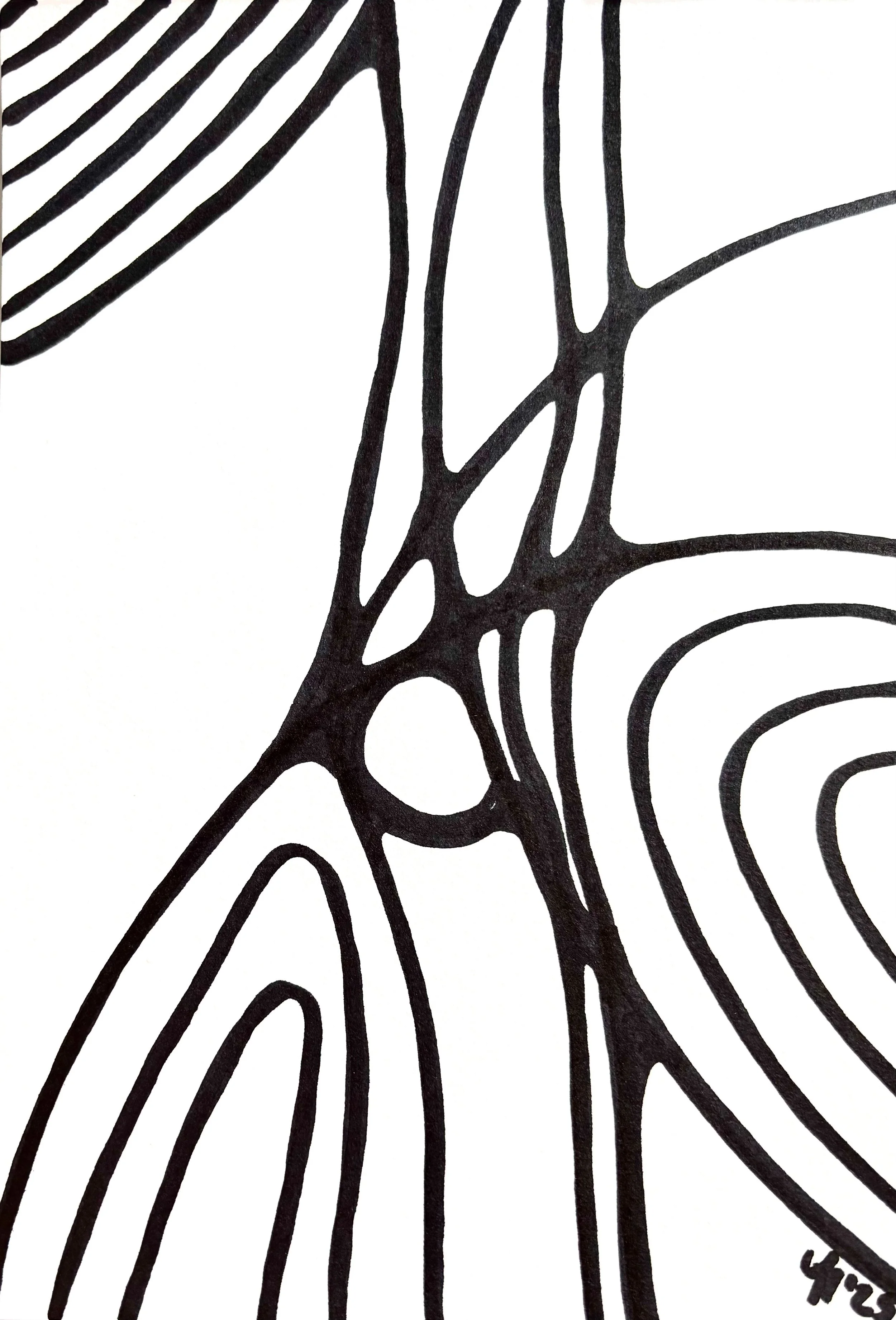 "While Resting – Part II“, 14,8×21,0 cm, black marker on paper.