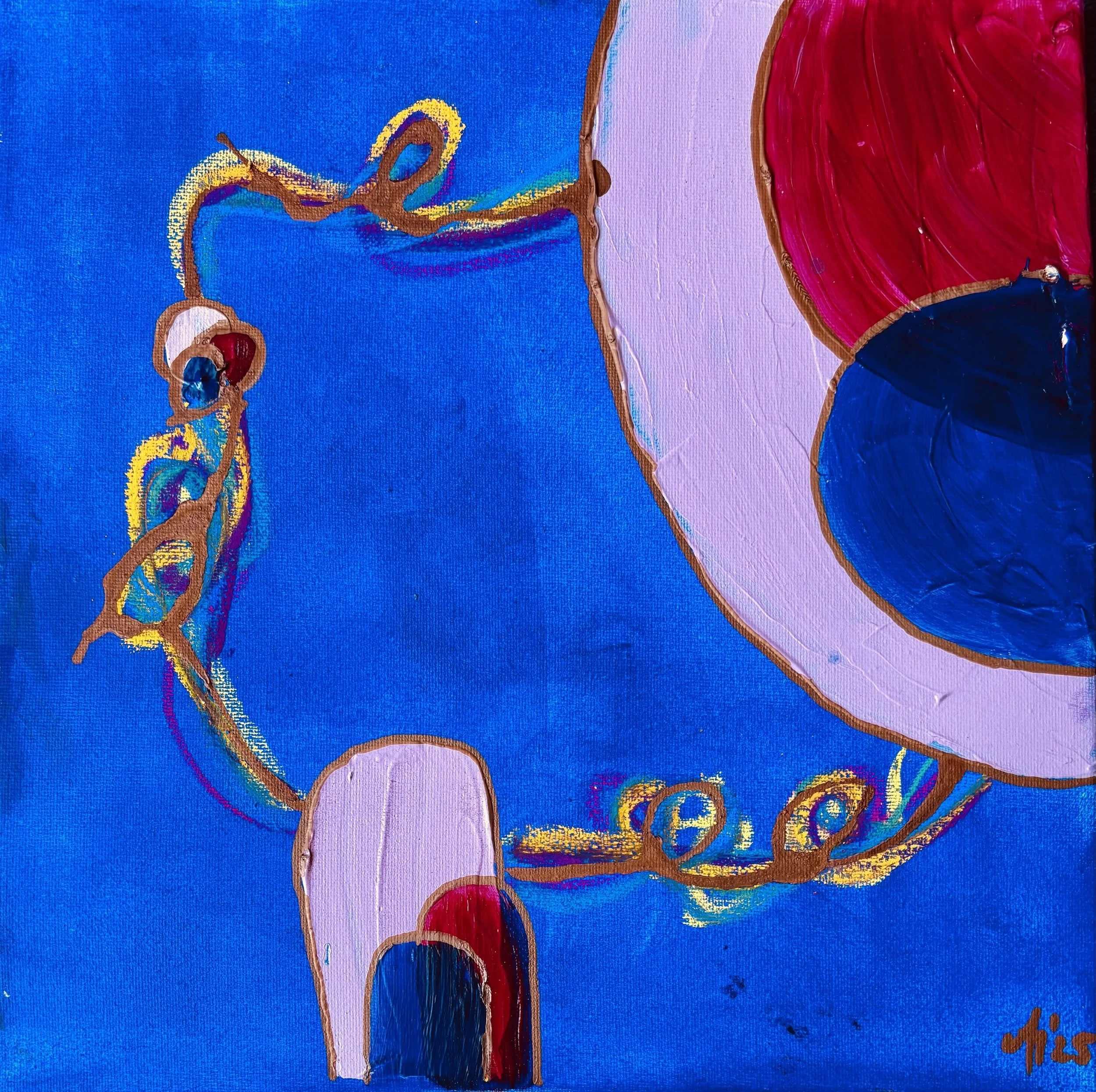 „Circles and Lines“, 30x30cm, acrylic on canvas.