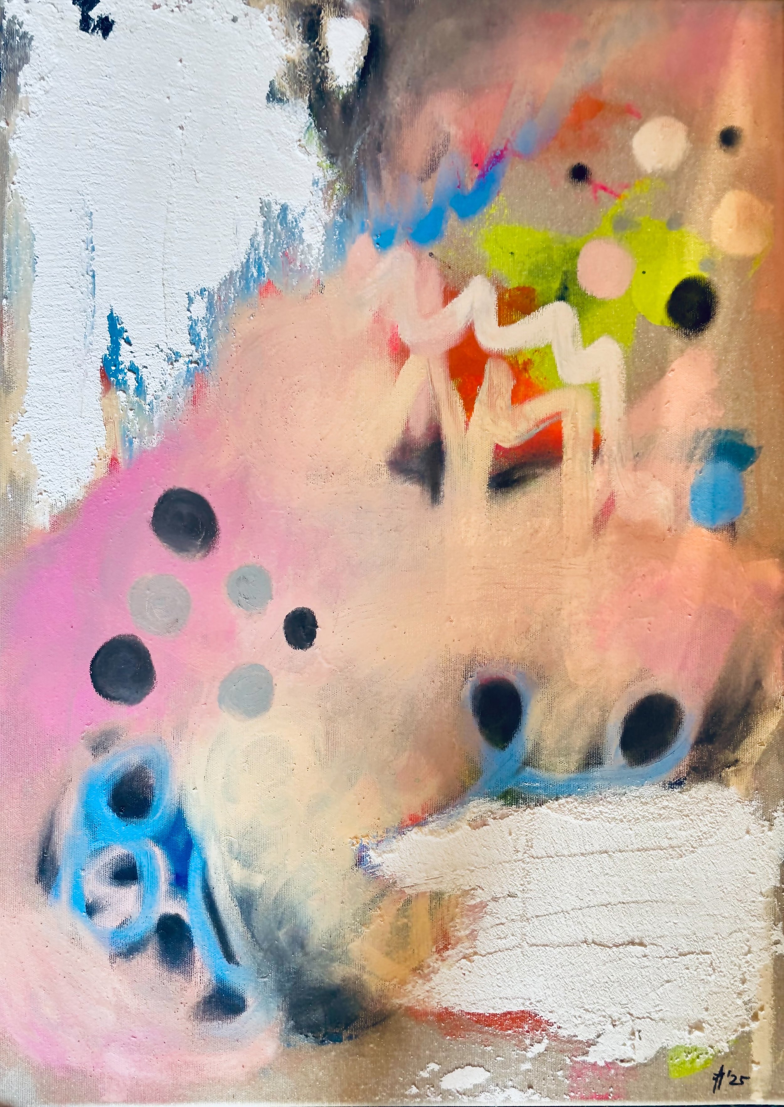 “Learning to disappear”, 50x70 cm, mixed media on raw canvas.