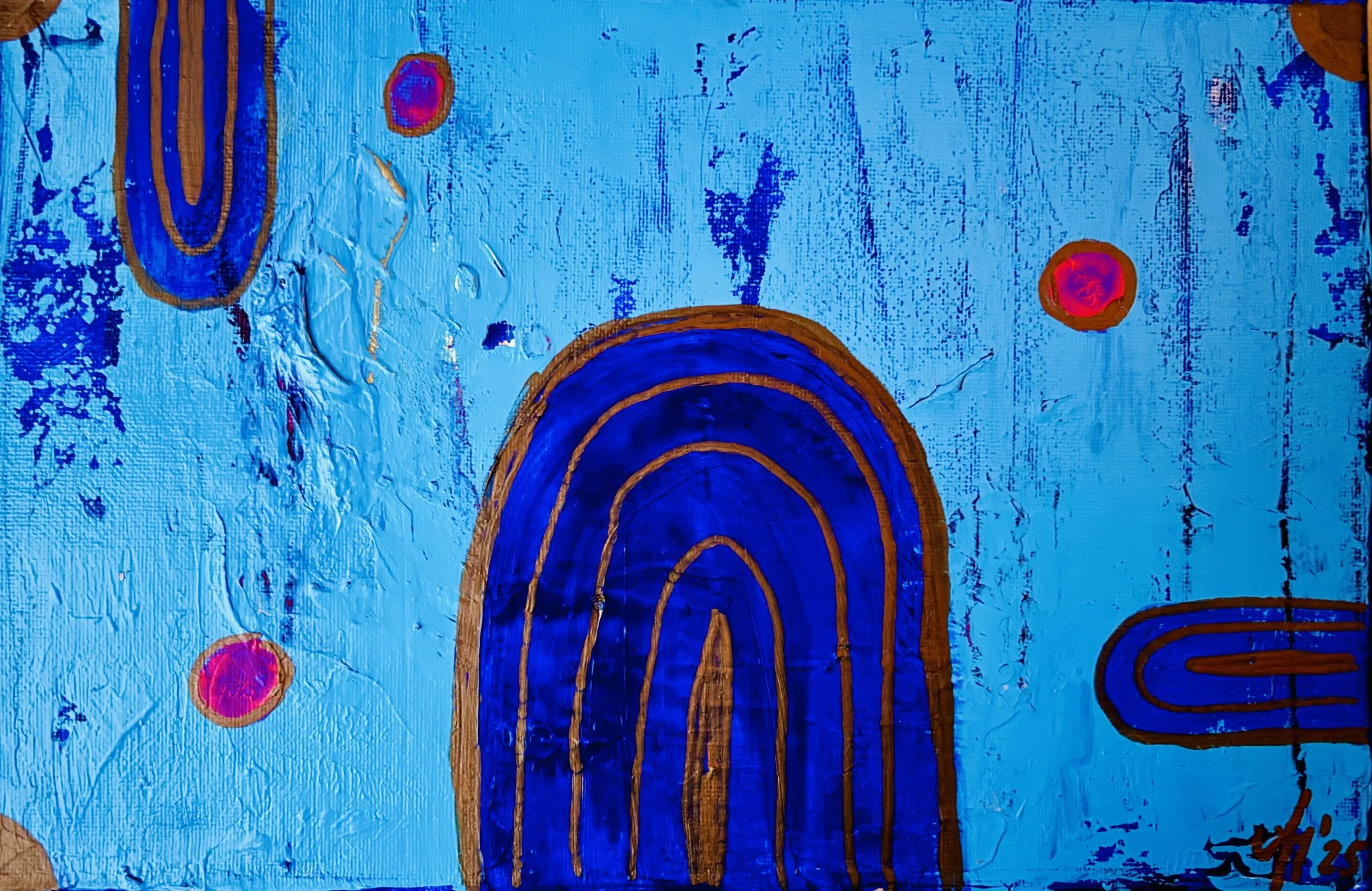 „Copper and Blue“, 30x20cm, acrylic on canvas.