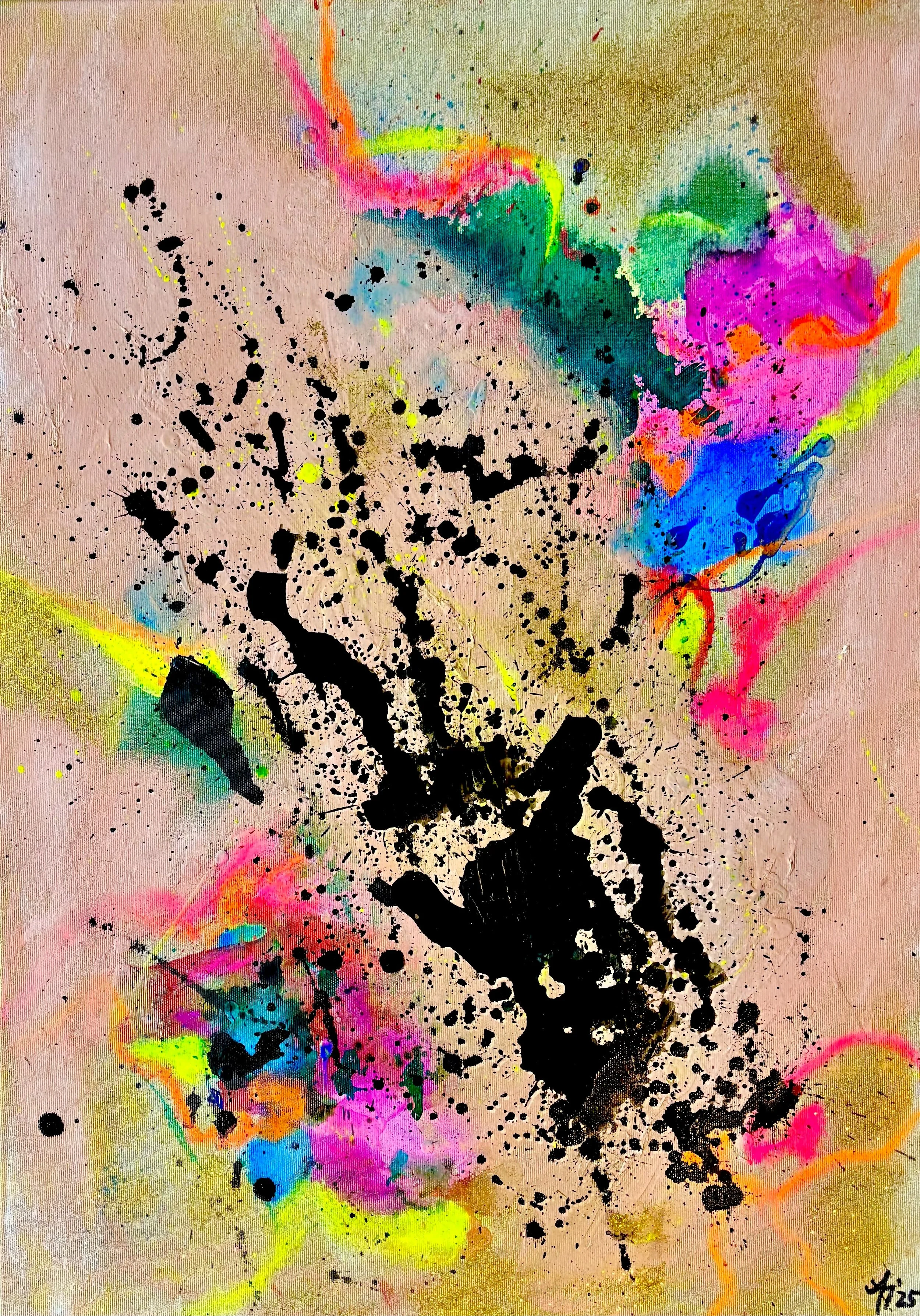 “Formed by others”, 50x70 cm, mixed media on raw canvas.