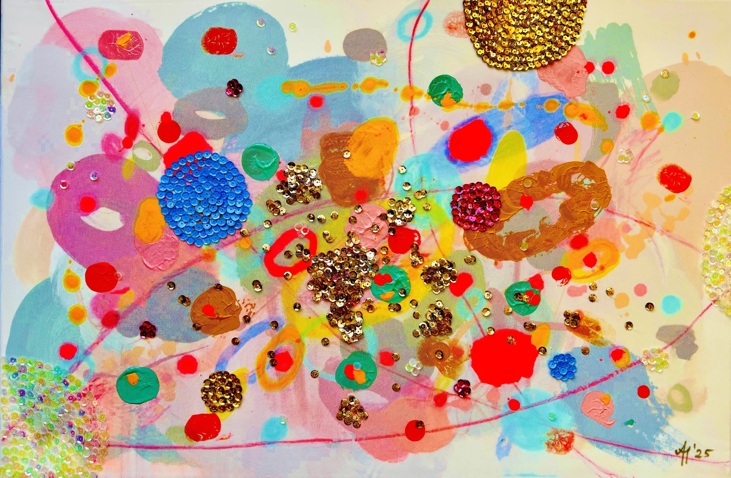 „Colorful Particles“, 60x40cm, mixed media.