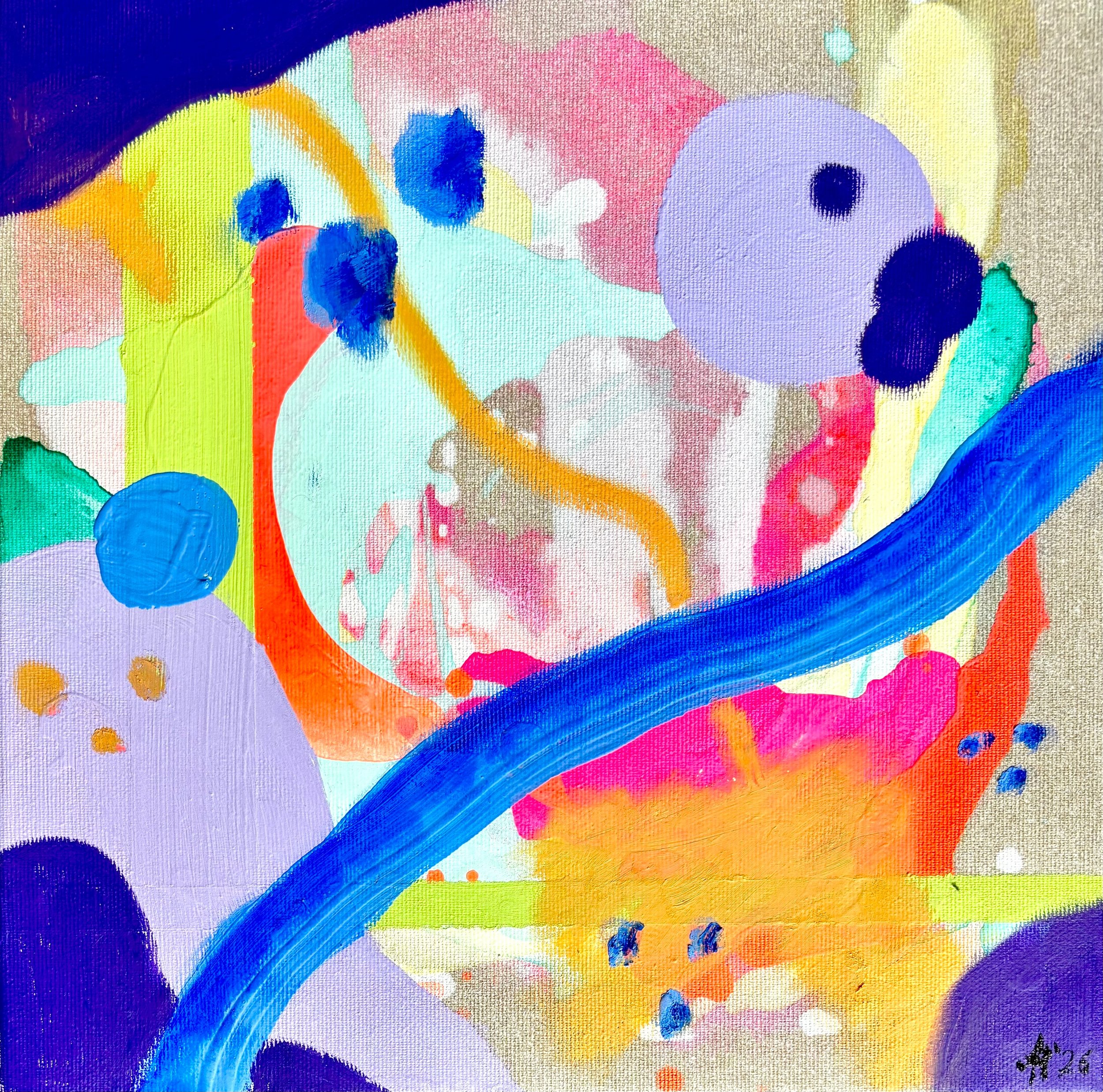 „A Moment in Color I“, 30x30cm, mixed media on raw canvas, 350 € + shipping