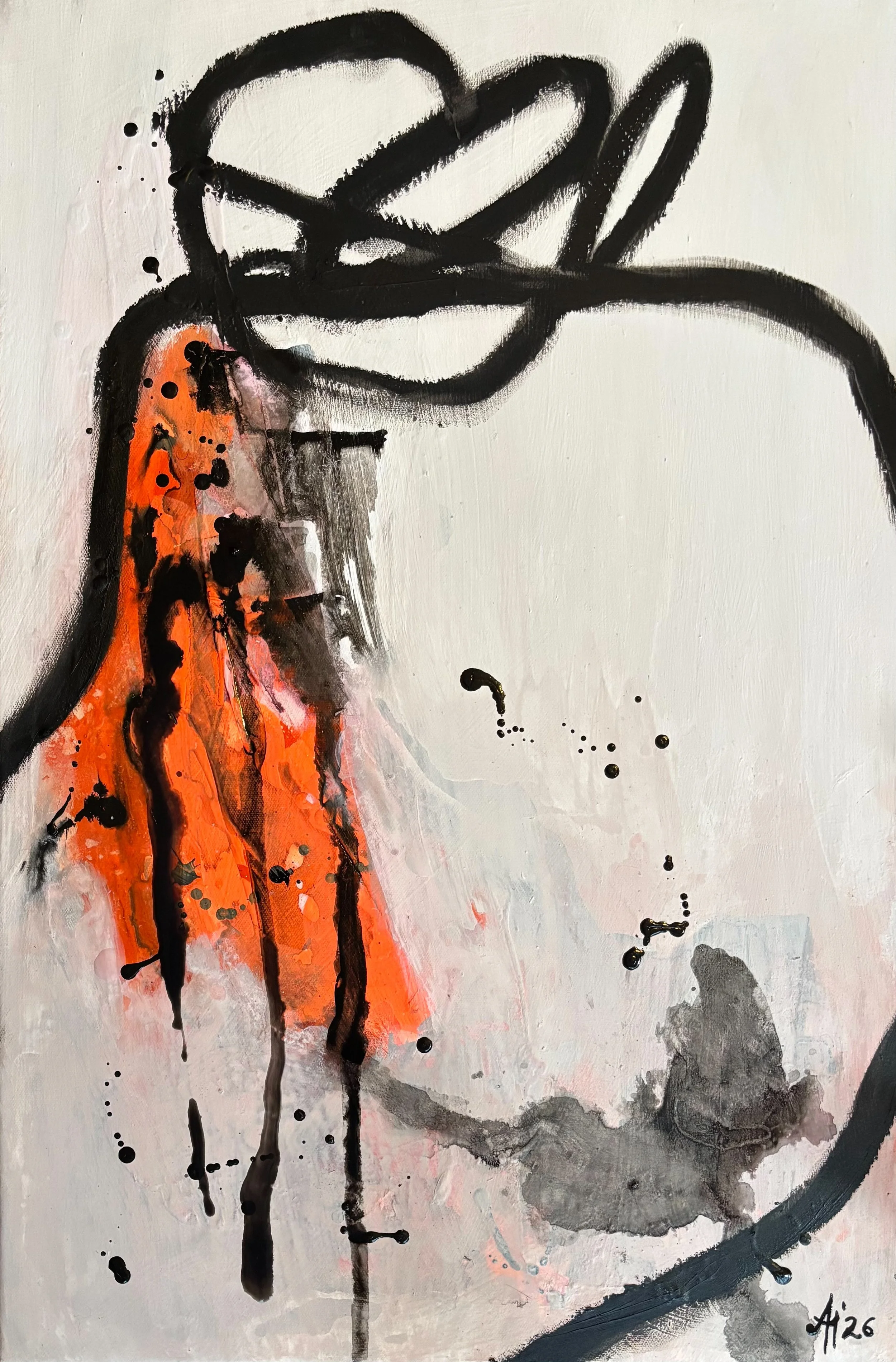 “Pressure Marks I - Entangled”, 40×60 cm, mixed media.