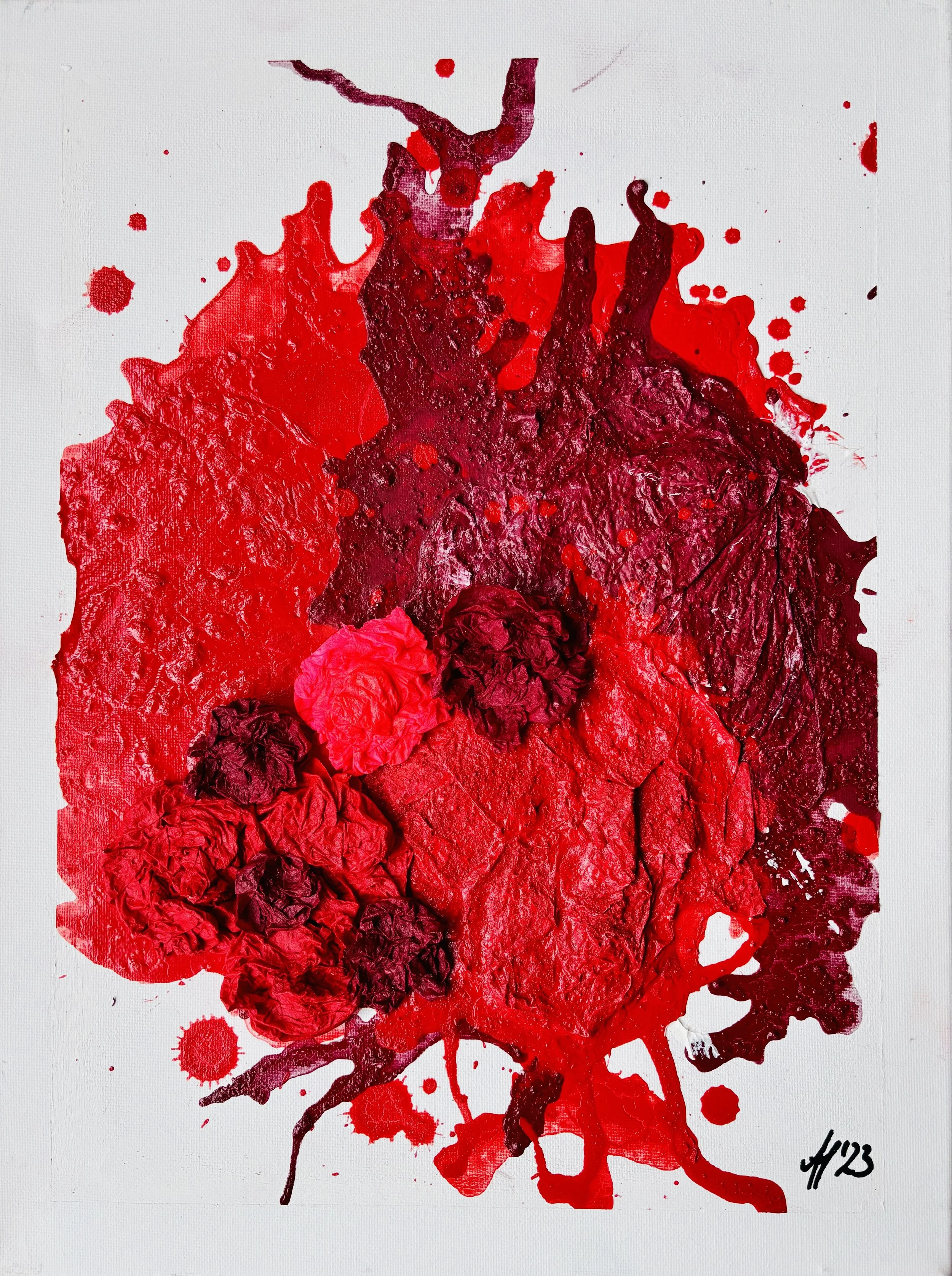 „Red Flowers“, 30x40cm, mixed media.