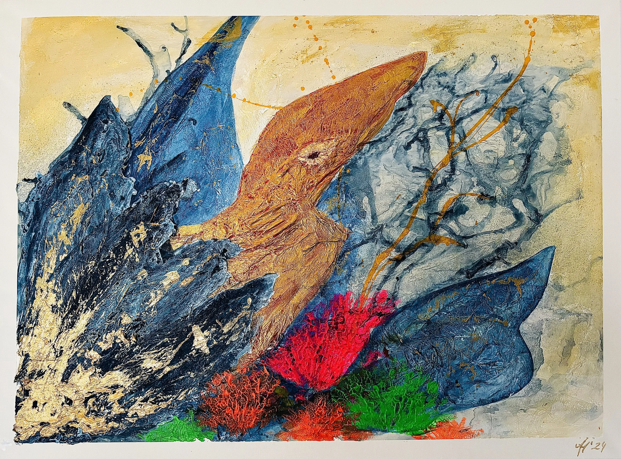 „Where the Octopus lives“, 80x60cm, mixed media.