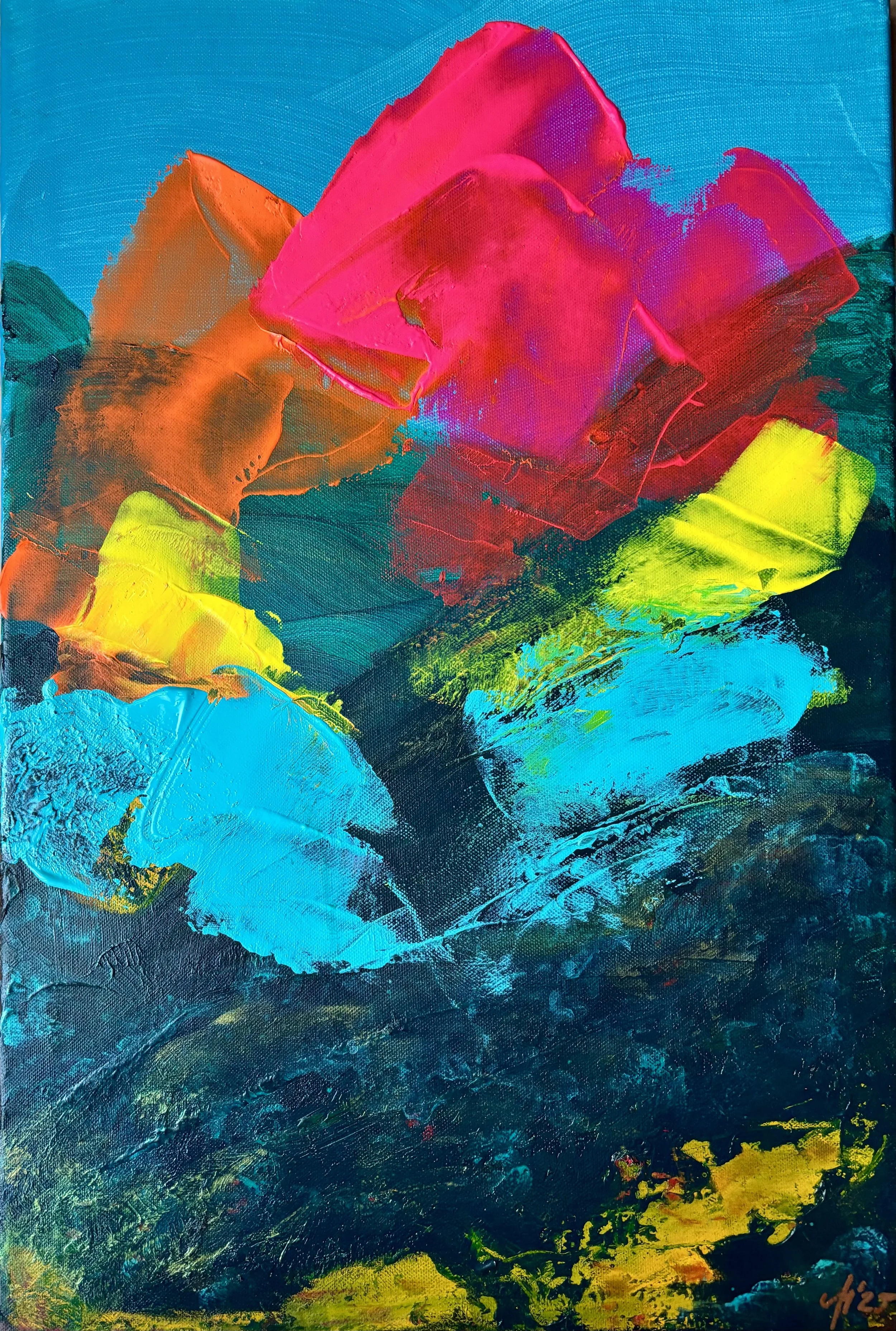 „Neon Landscapes 3“, 40x60cm, mixed media.