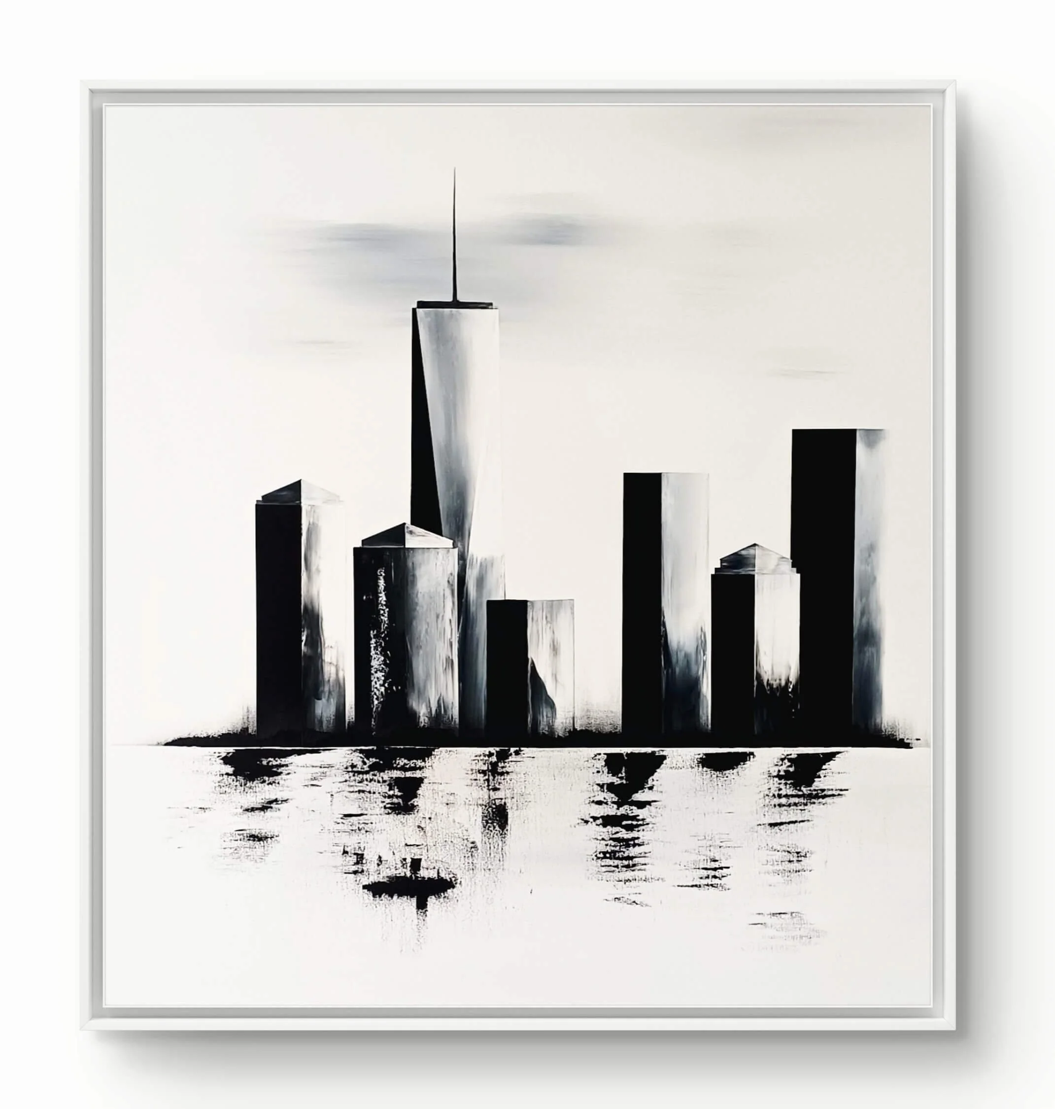 Skyline Spachteltechnik, Acrylbild der New Yorker Skyline, inspiriert vom One World Trade Center.