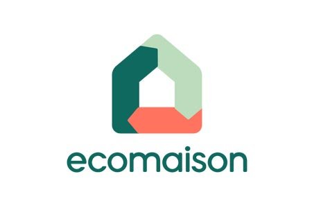 Logo d'Ecomaison avec un symbole de maison stylisé en vert et rouge.