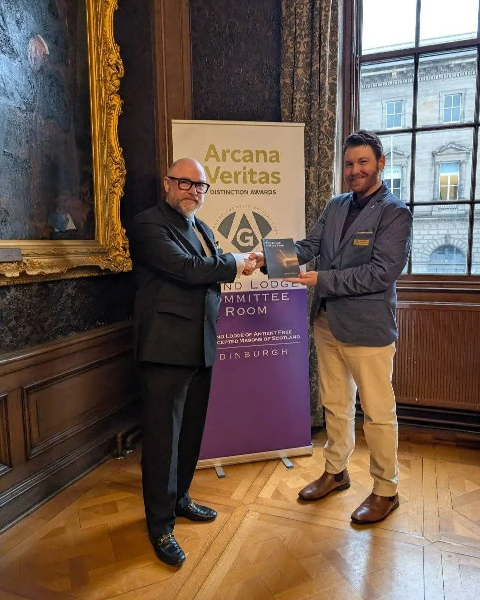 It was a genuine honour to present a copy of The Temple and the Vault to the Depute Grand Master Mason of Scotland, Brother Alexander C.G. Moncrieff, at the United Grand Lodge of Scotland during the Arcana Veritas Awards Ceremony.

The very next day,