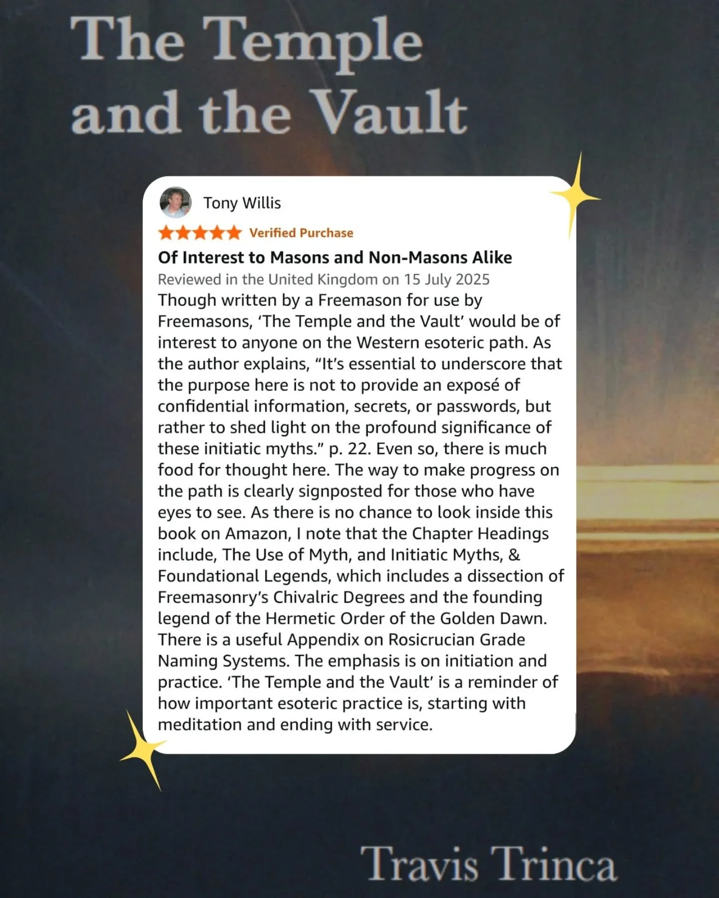 Feeling so grateful for this lovely review 🙏 Thank you!

@lewismasonic 

#thetempleandthevault #rosicrucian #freemasonry #esotericmasonry #masonicbooks
