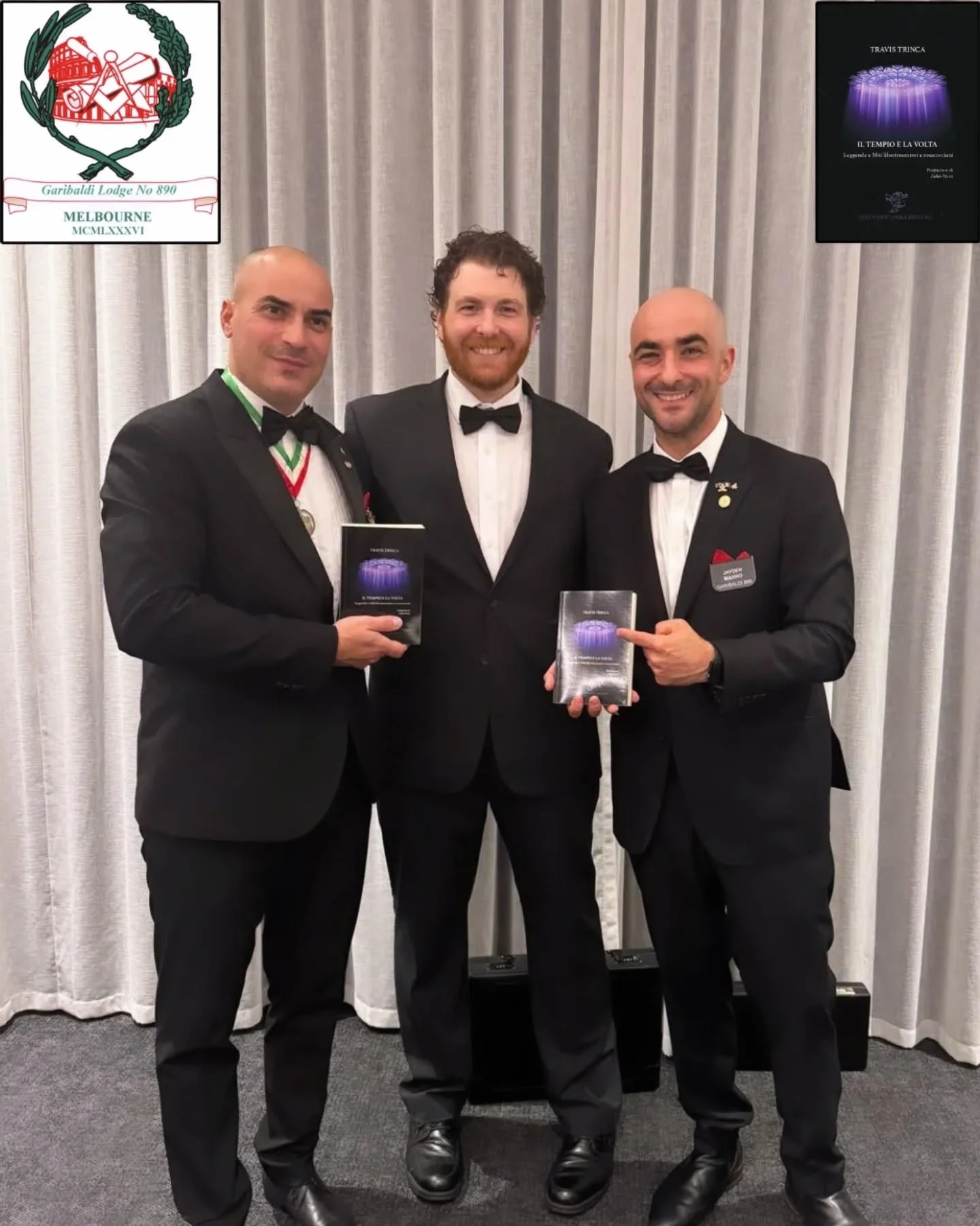 It was an absolute honour to present a copy of 'Il Tempio e la Volta' to Worshipful Master Bro. Ascanio Tartaglia and Worshipful Master-elect Bro. Jayden Manno of Garibaldi Lodge 890 in Melbourne, Victoria. 🇦🇺🇮🇹

'Il Tempio e la Volta. Leggende e