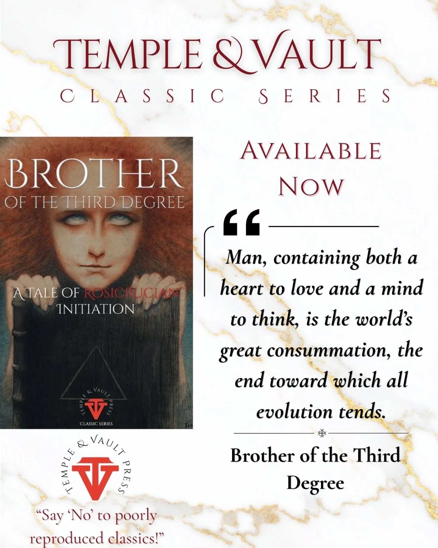 Introducing the newest addition to the Temple &amp; Vault Classic Series, 'Brother of the Third Degree'.

Completely restored with an introductory essay, and featuring a brand new, original appendix that provides a visual map of the Brotherhood's sec